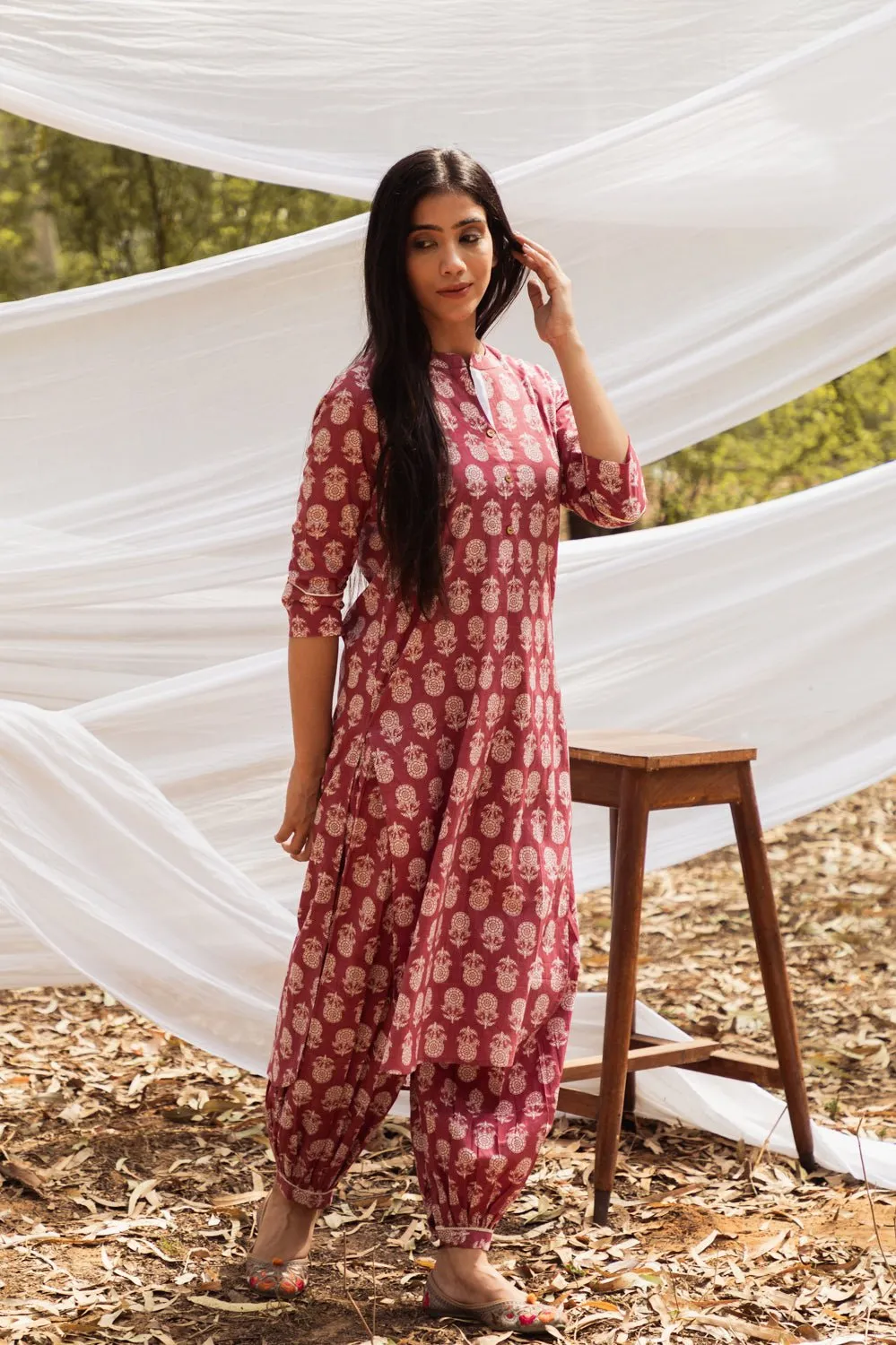 Samiya Asymmetric Elegance: Kurta with Harem Pant Set of 2