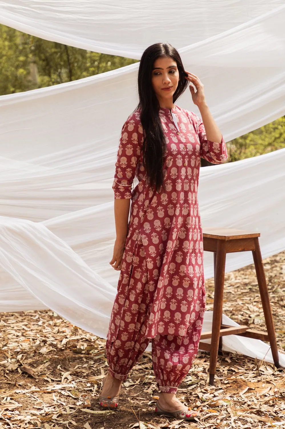 Samiya Asymmetric Elegance: Kurta with Harem Pant Set of 2