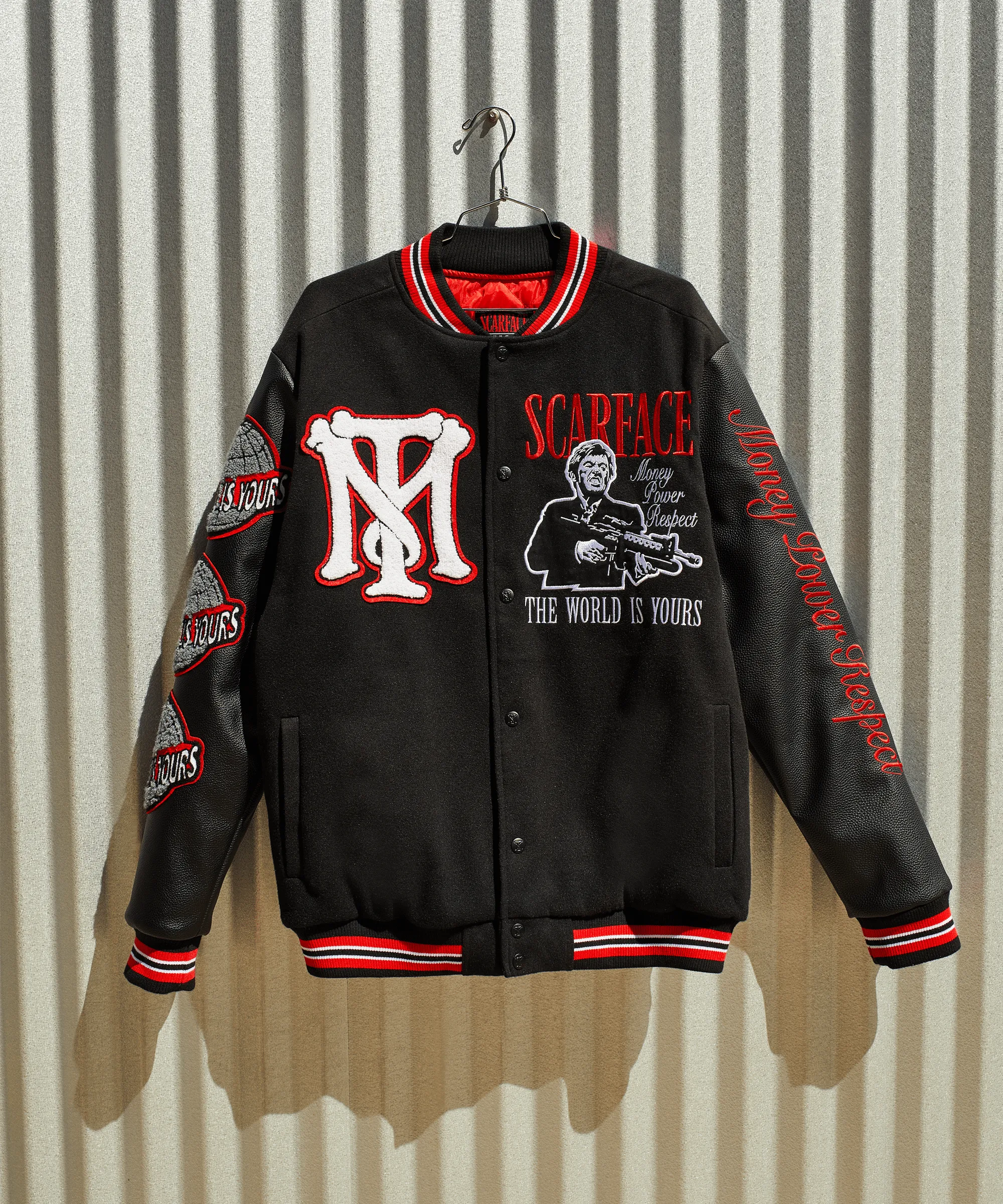 Scarface™ X Reason Collab Patched Wool Varsity Jacket - Black