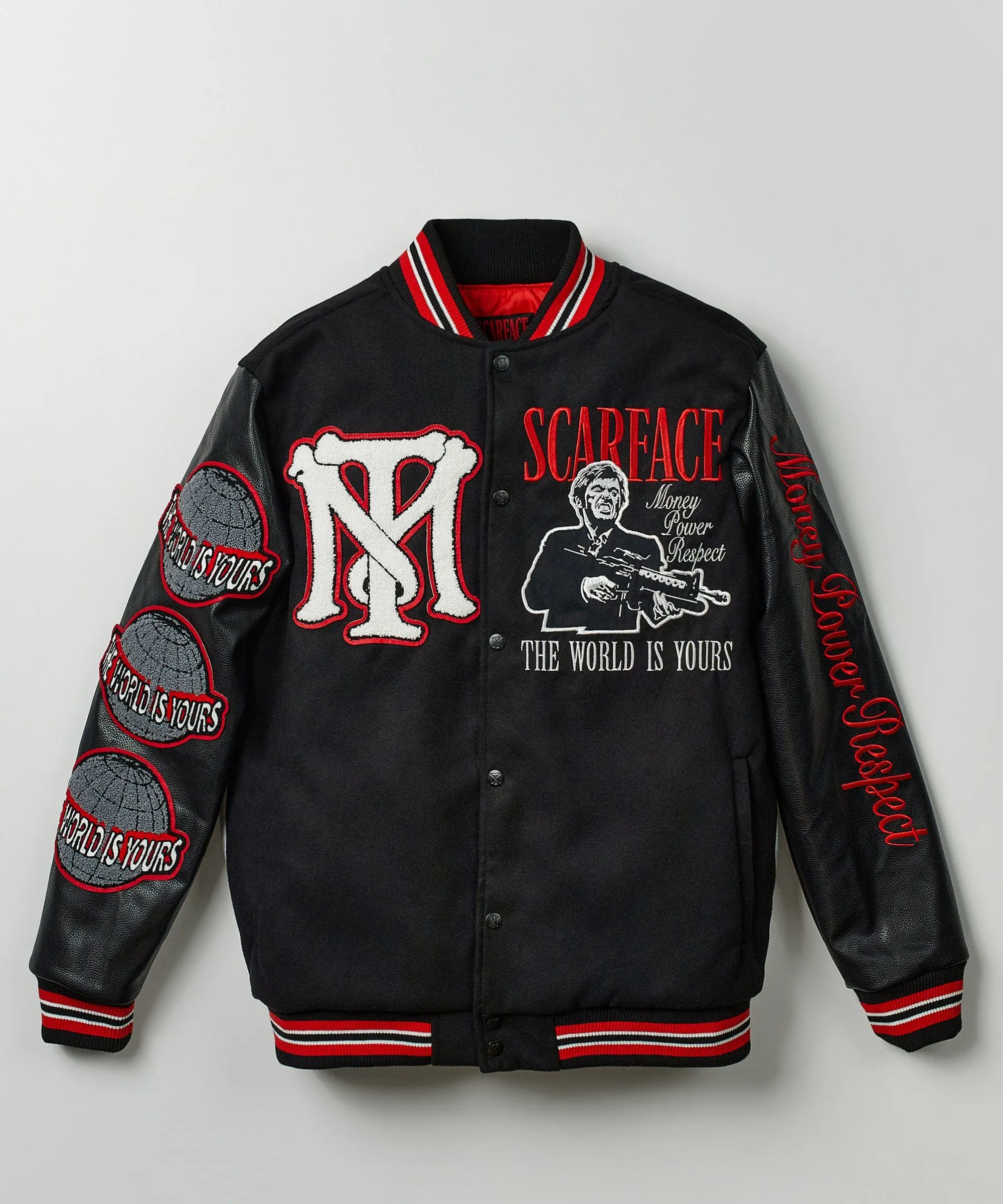 Scarface™ X Reason Collab Patched Wool Varsity Jacket - Black