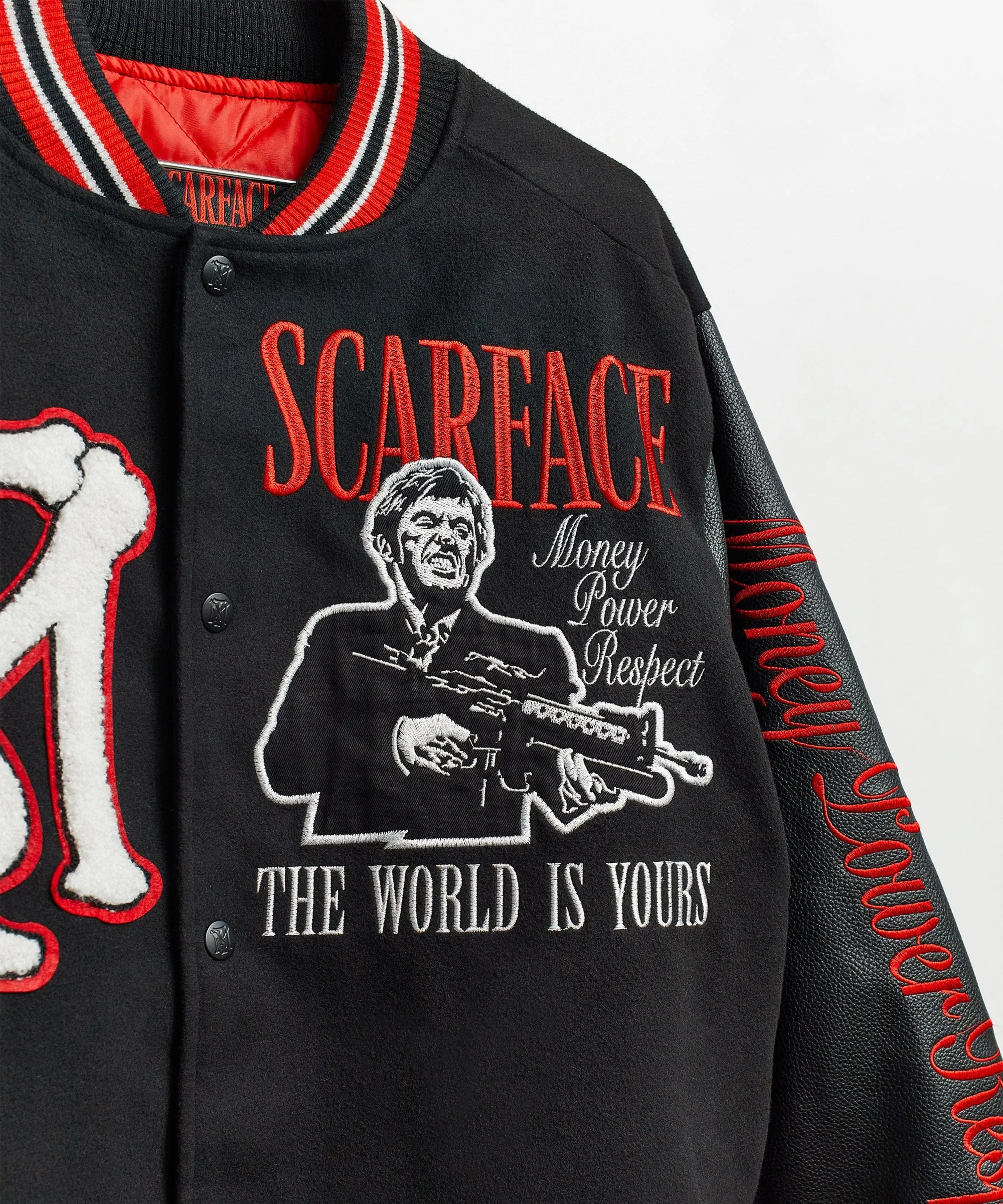 Scarface™ X Reason Collab Patched Wool Varsity Jacket - Black