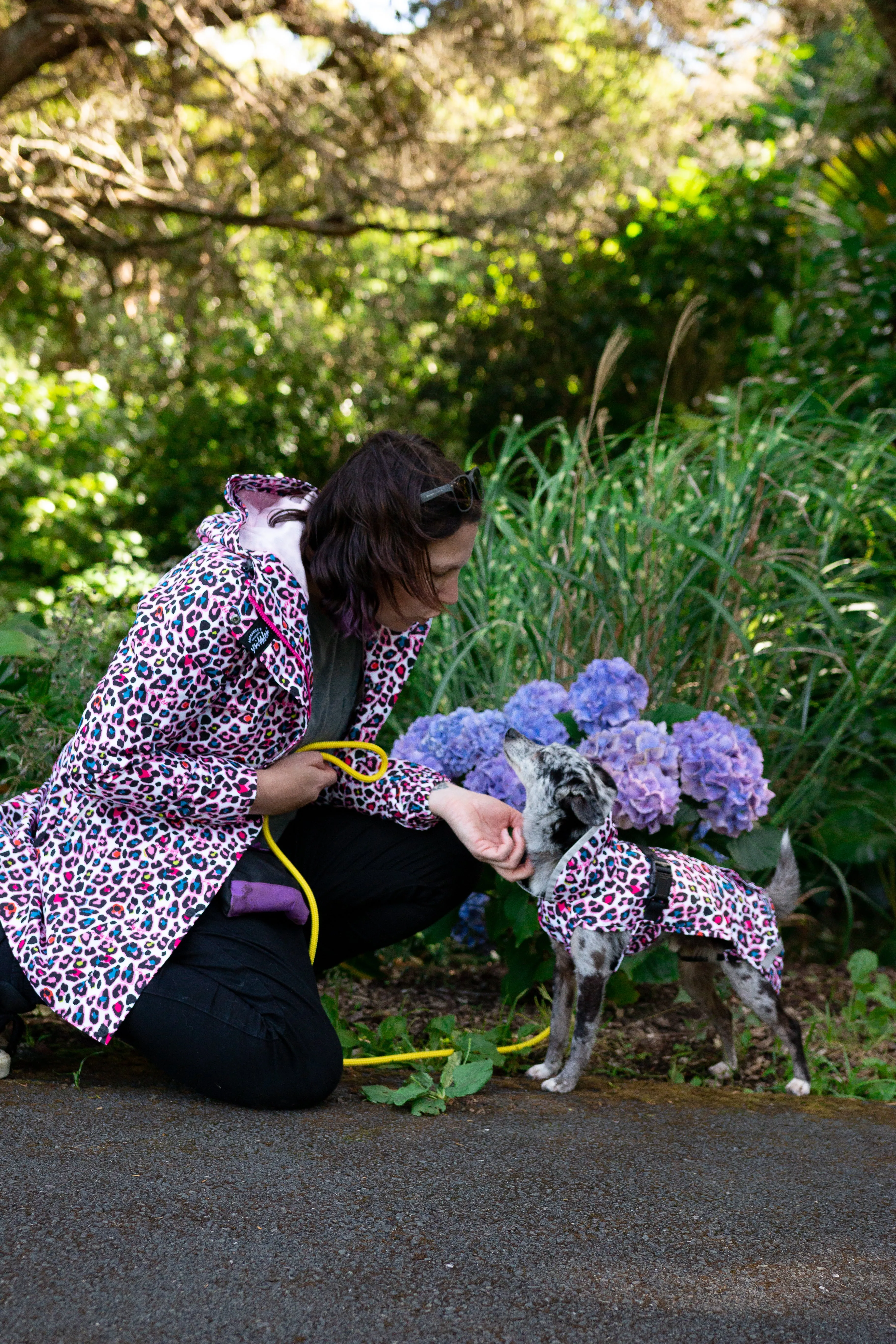 Scribbler Pets Neon Leopard lined raincoat for dogs