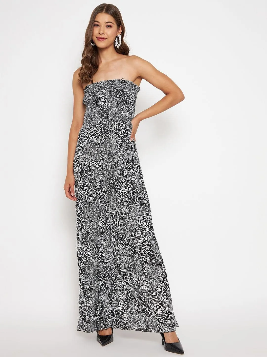 Smocked Strapless Maxi Jumpsuit