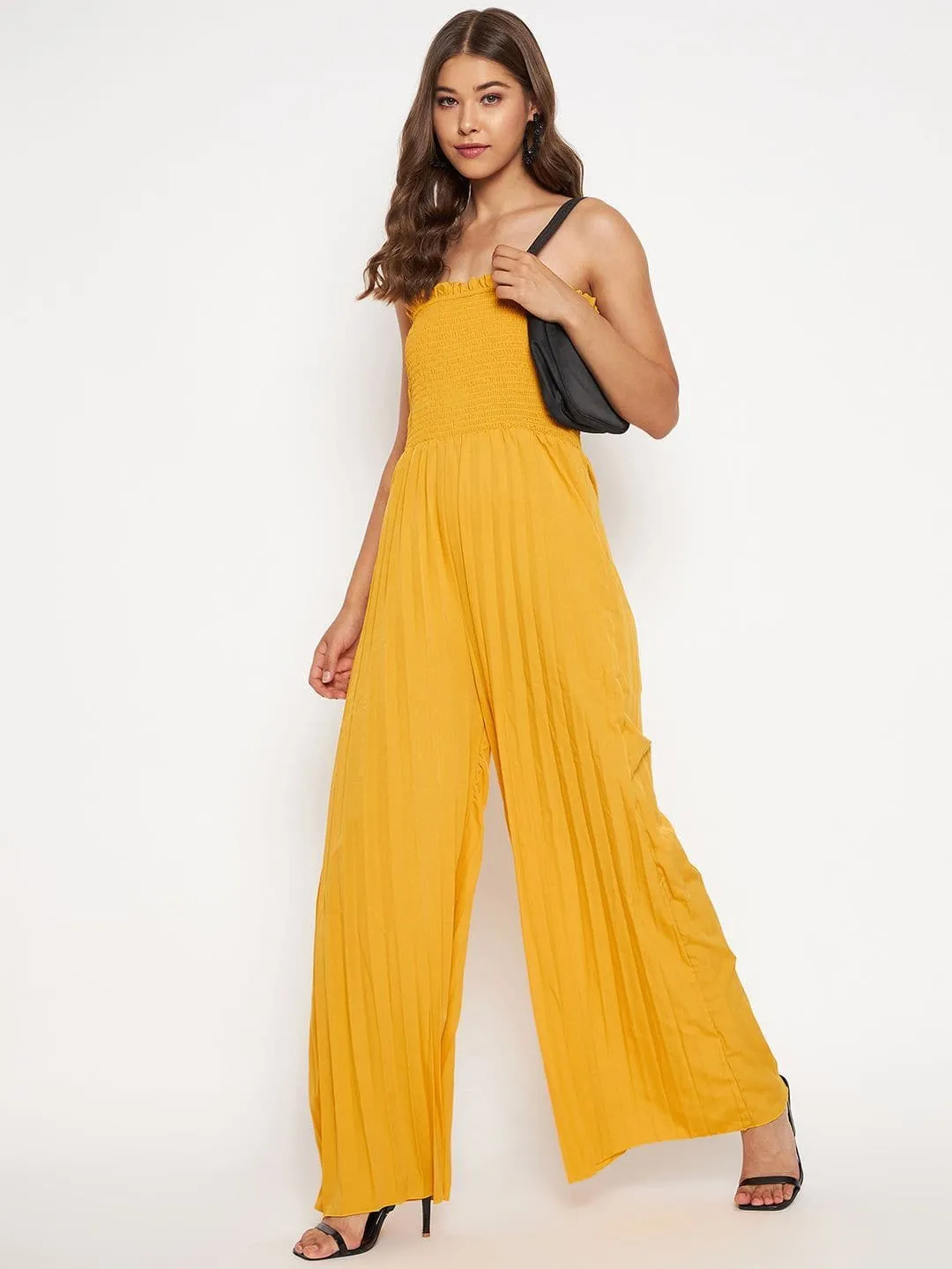 Smocked Strapless Maxi Jumpsuit