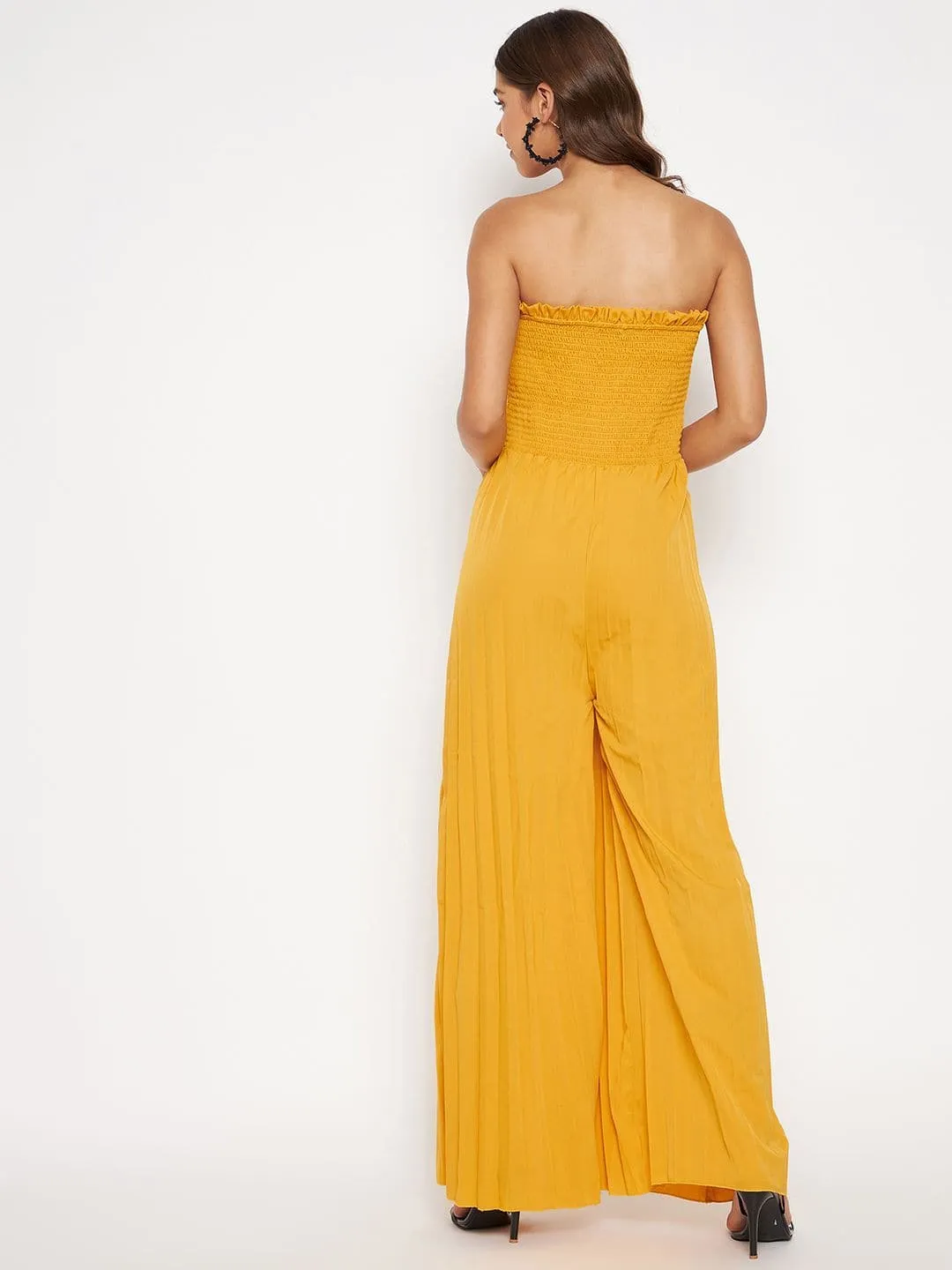 Smocked Strapless Maxi Jumpsuit