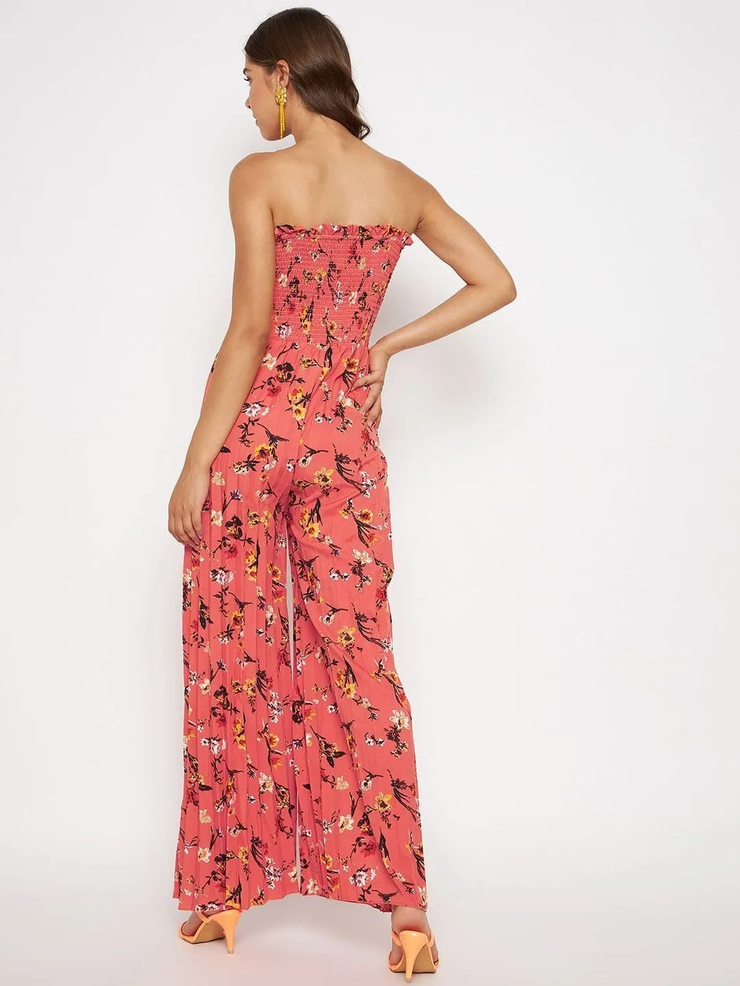 Smocked Strapless Maxi Jumpsuit