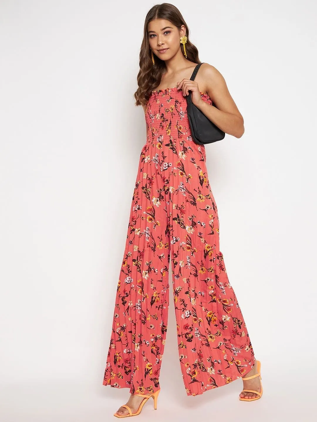 Smocked Strapless Maxi Jumpsuit