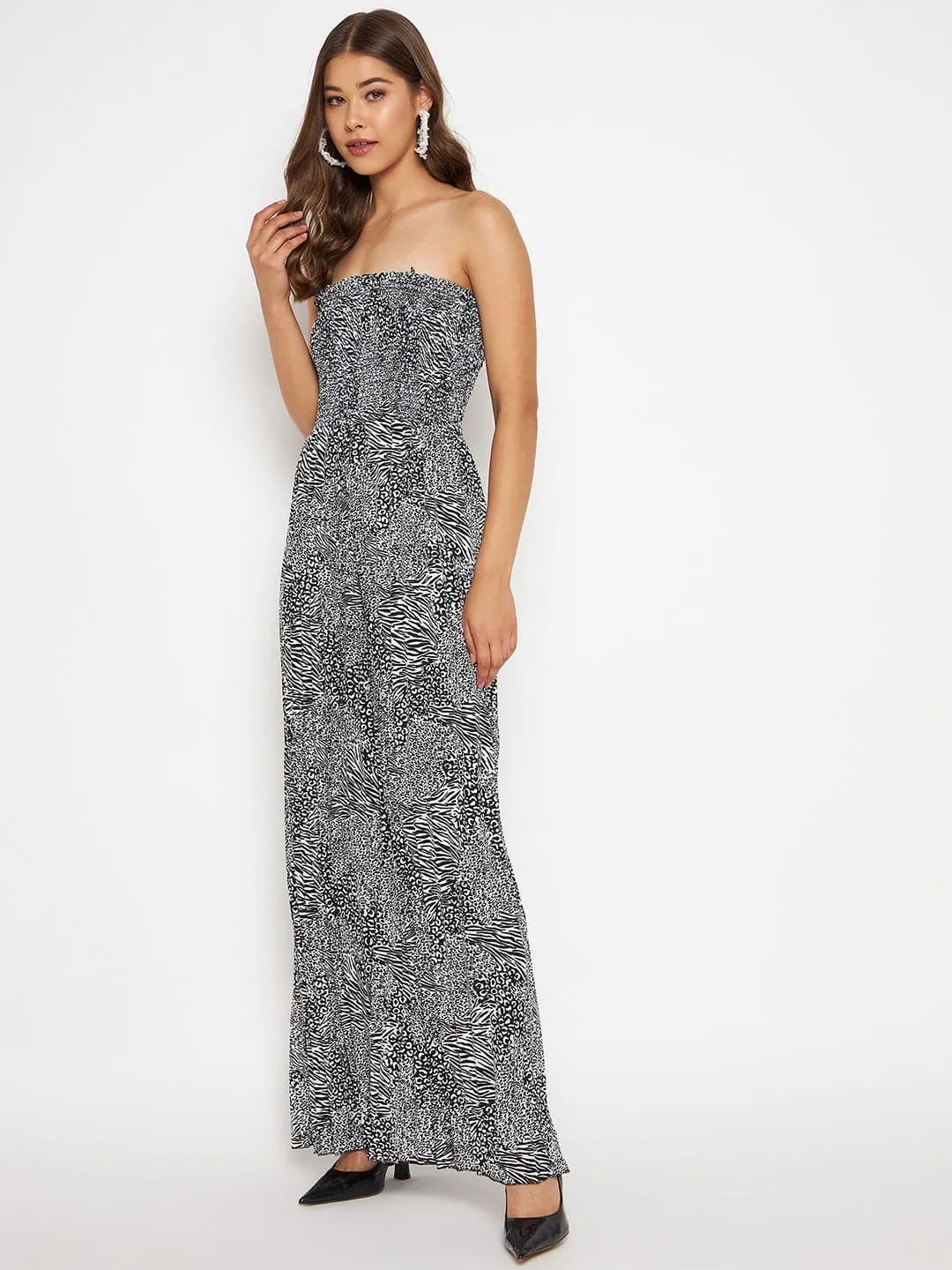 Smocked Strapless Maxi Jumpsuit