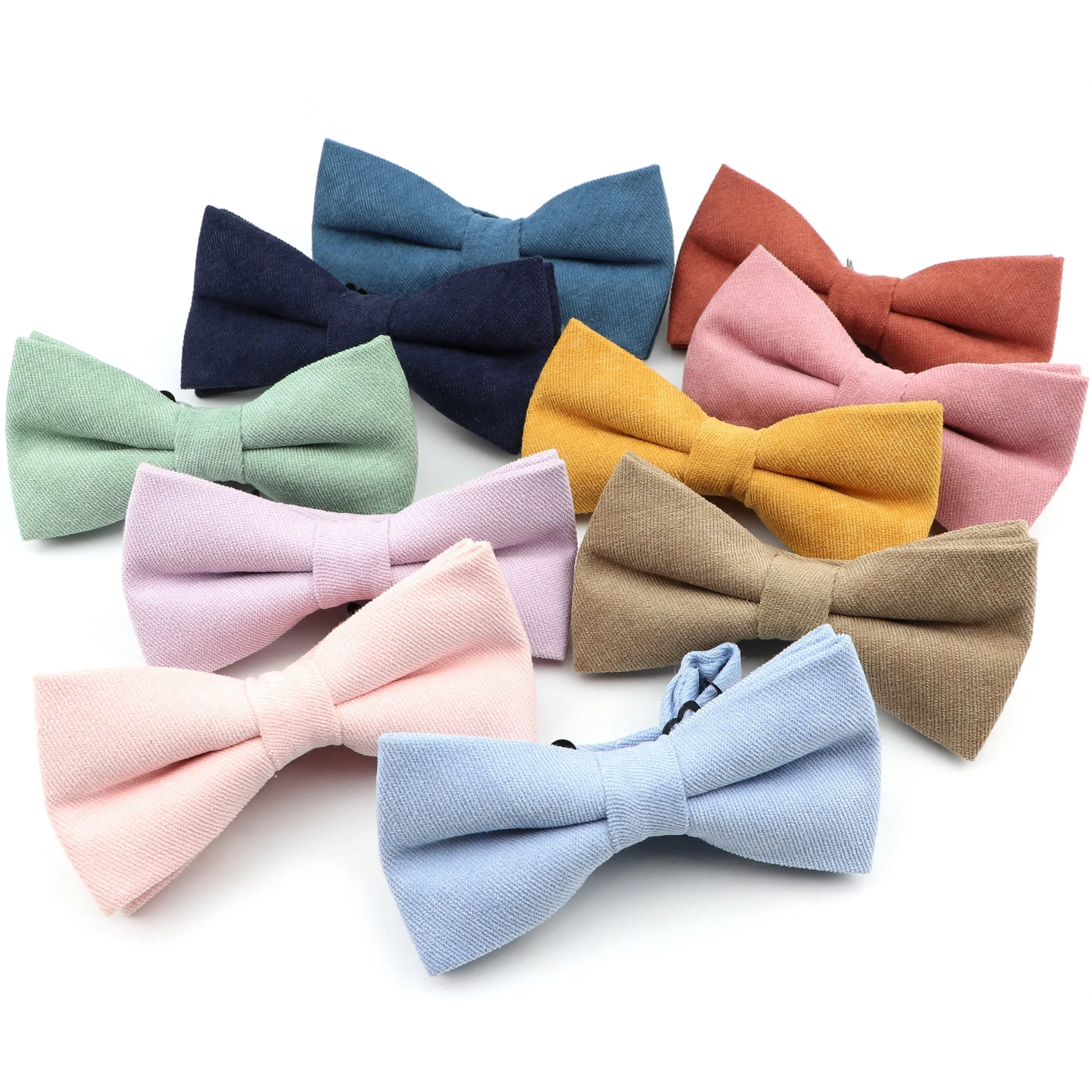 Solid Soft Cotton Bow Tie Pre-Tied