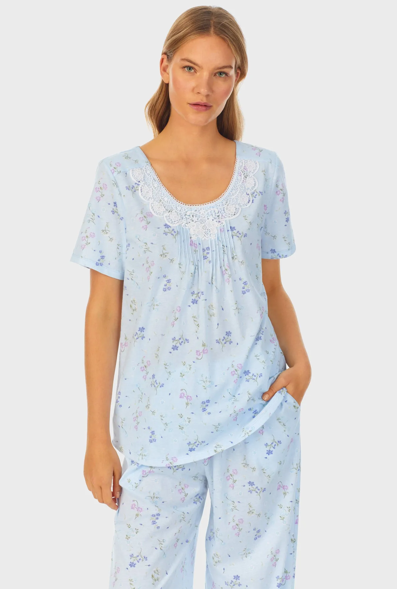 Spring Floral Cotton Long Pajama Set