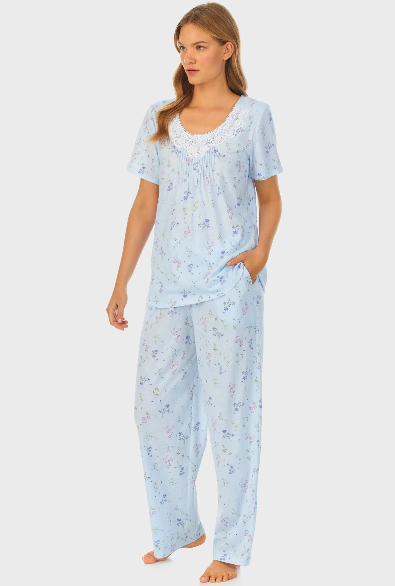 Spring Floral Cotton Long Pajama Set