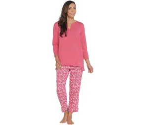 Stan Herman Jersey Knit Tunic and Slim Pant Lounge Set Rosy Coral	Small