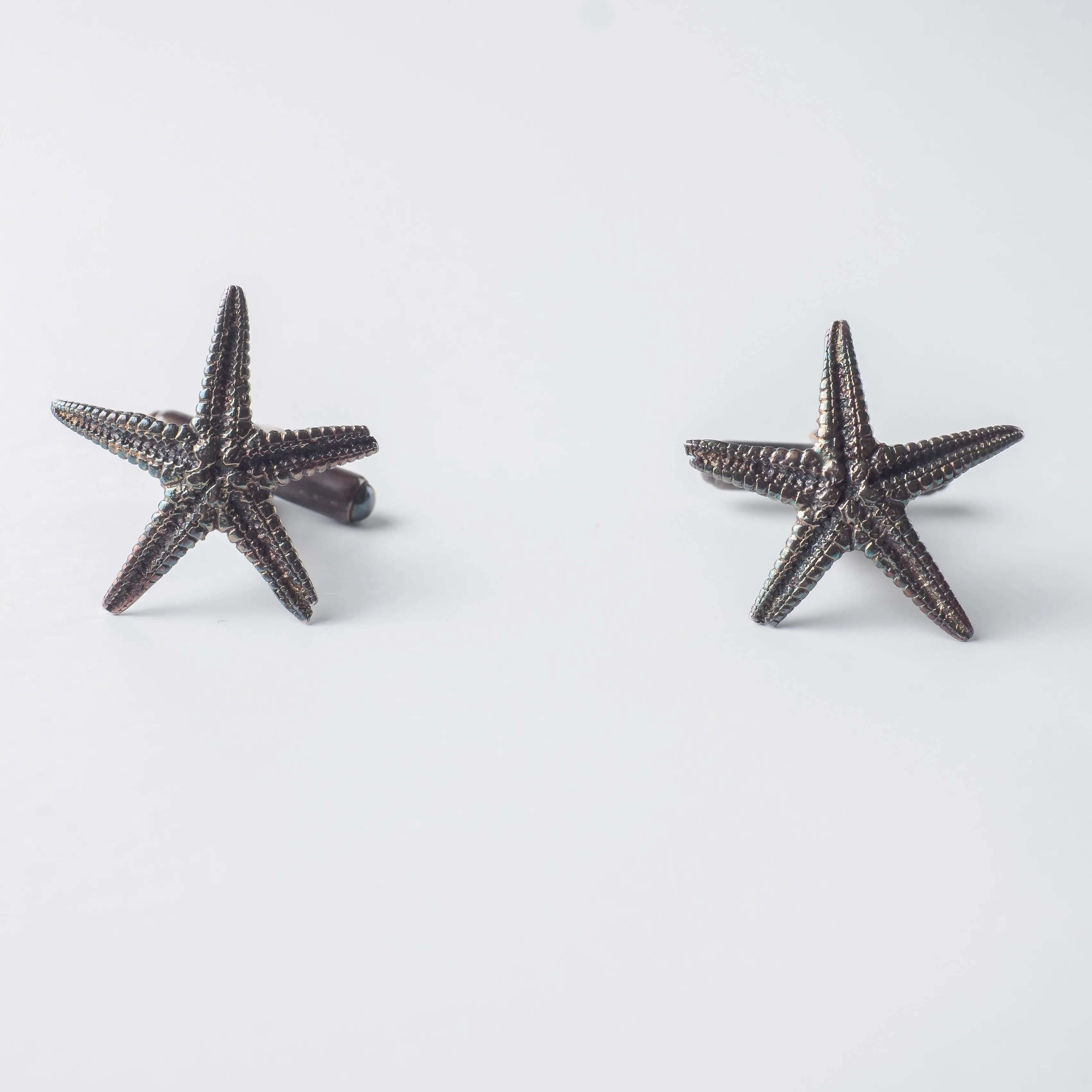 Starfish – cufflinks - silver 925 – rainbow patina