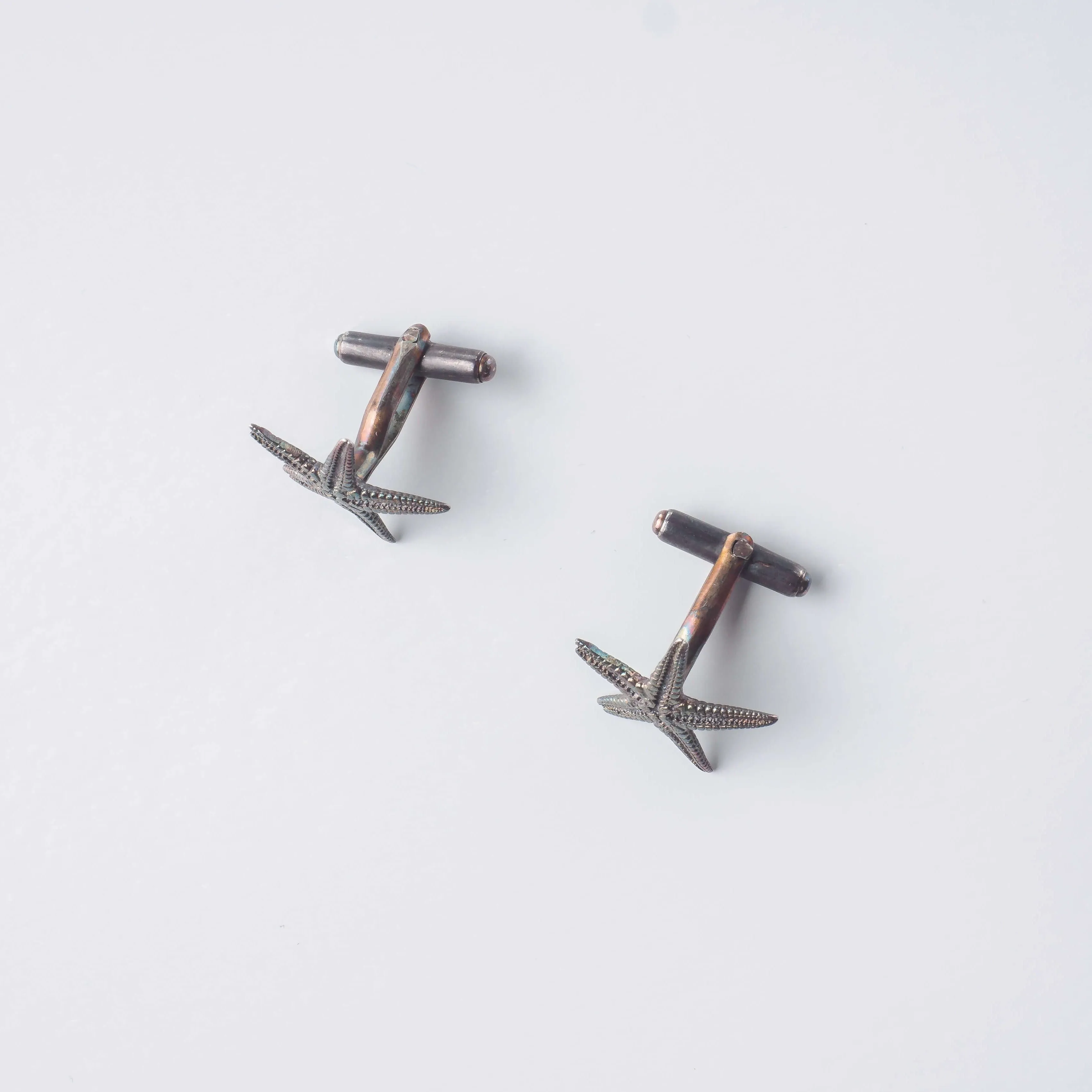 Starfish – cufflinks - silver 925 – rainbow patina