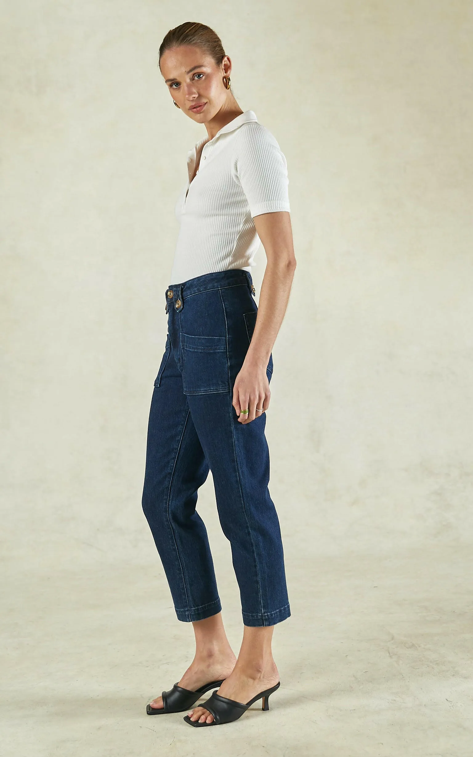 Stella Stretch High Waisted Indigo Trousers