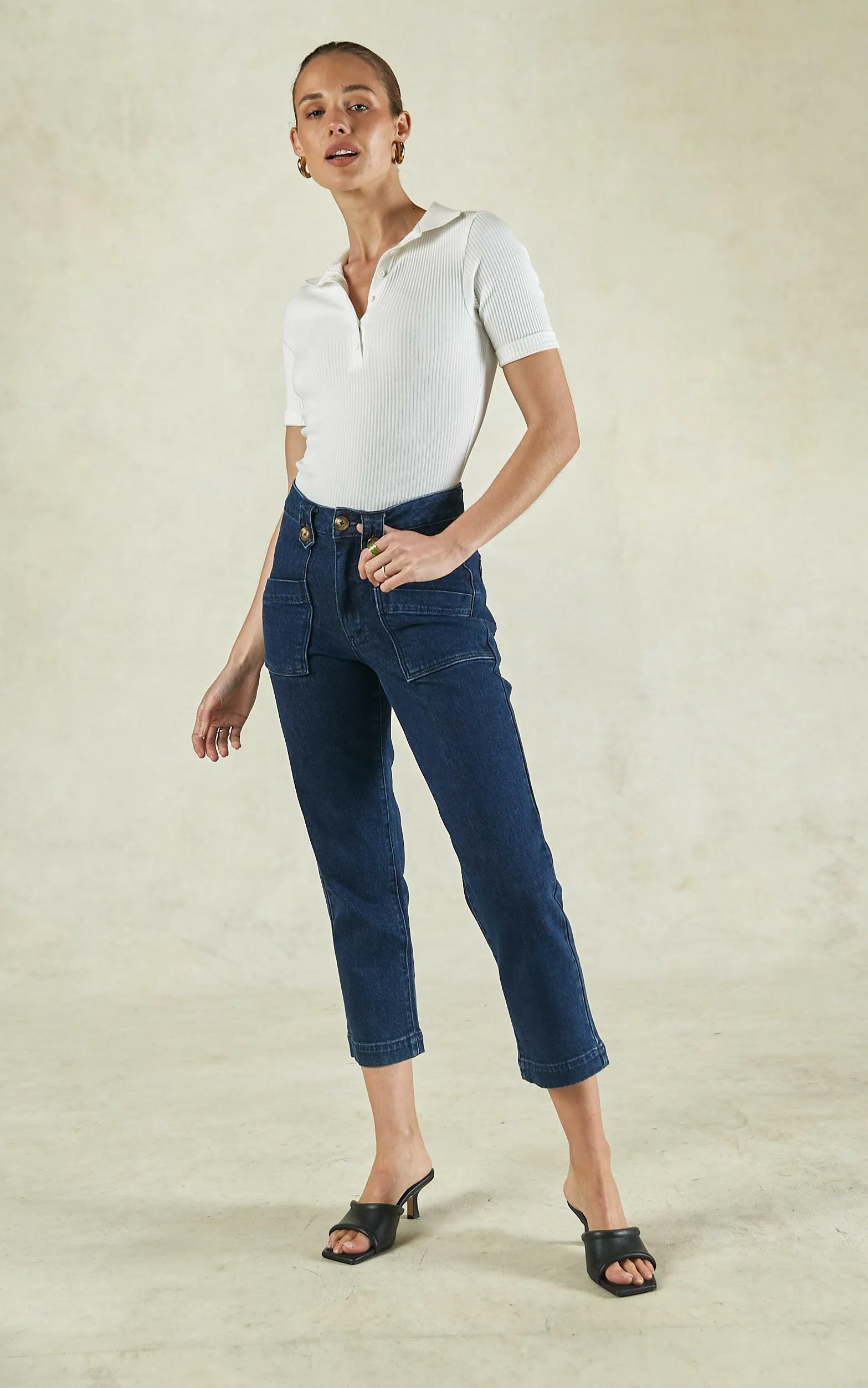 Stella Stretch High Waisted Indigo Trousers