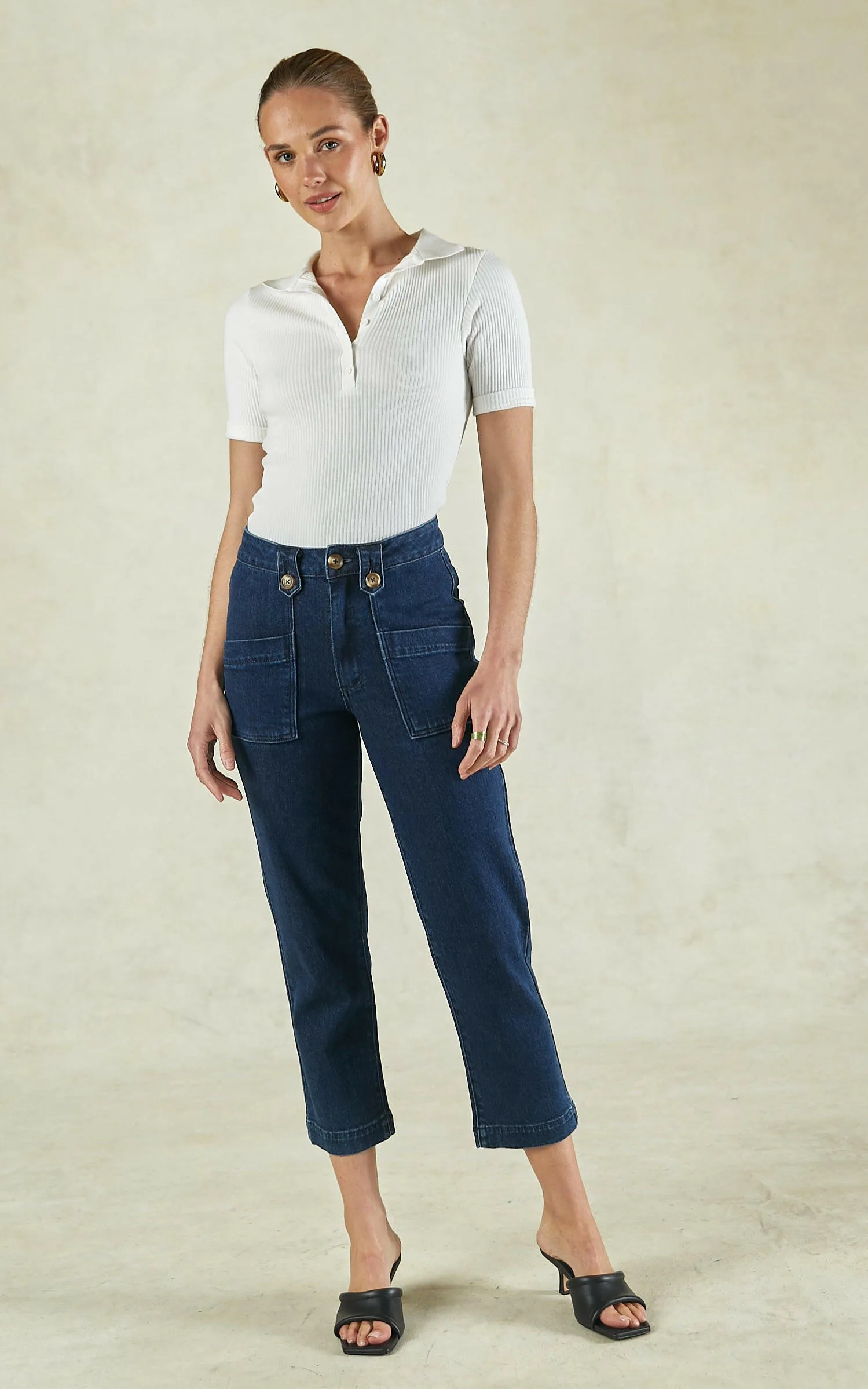 Stella Stretch High Waisted Indigo Trousers