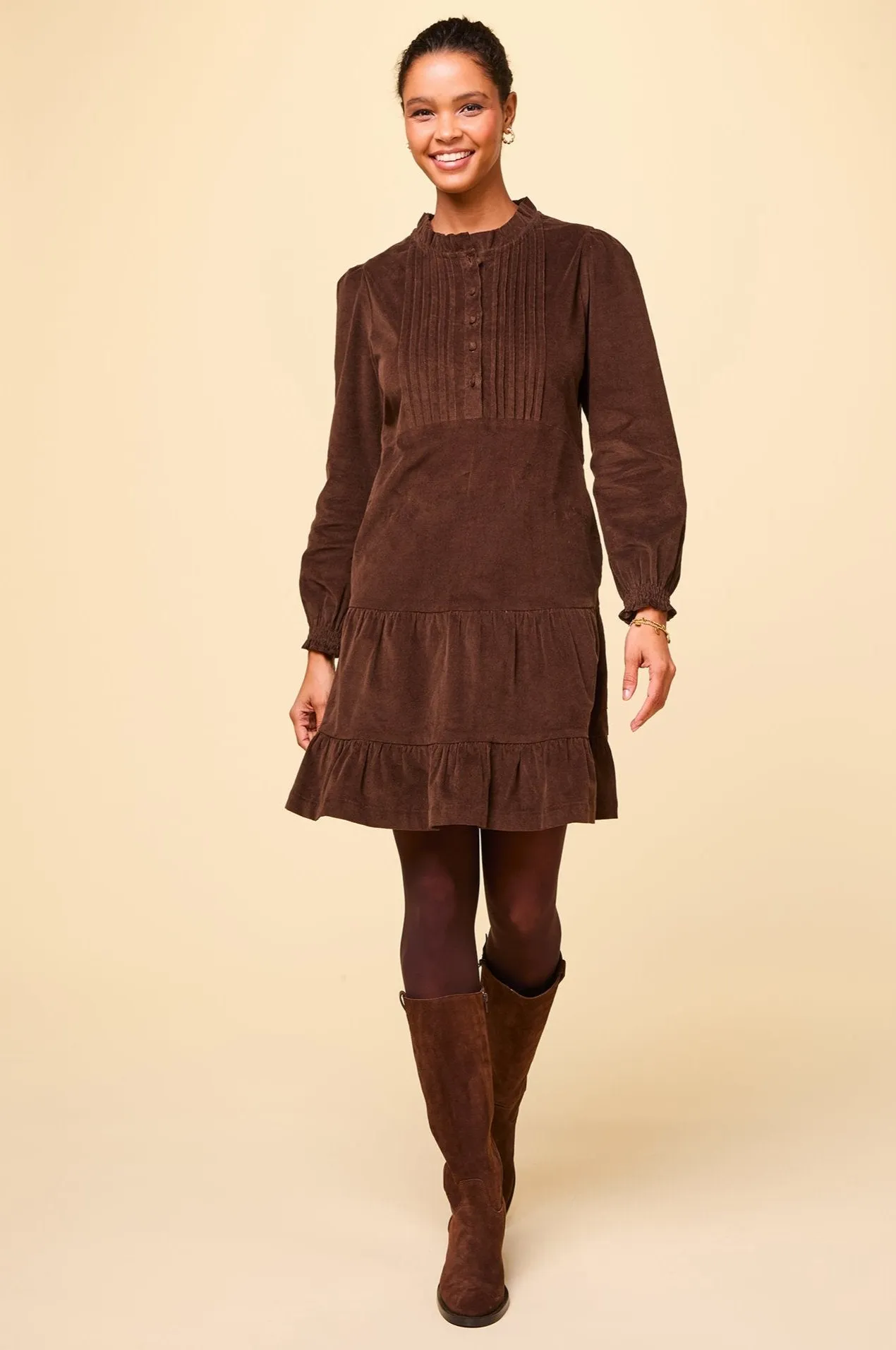 Stema Mini Corduroy Dress | Chocolate