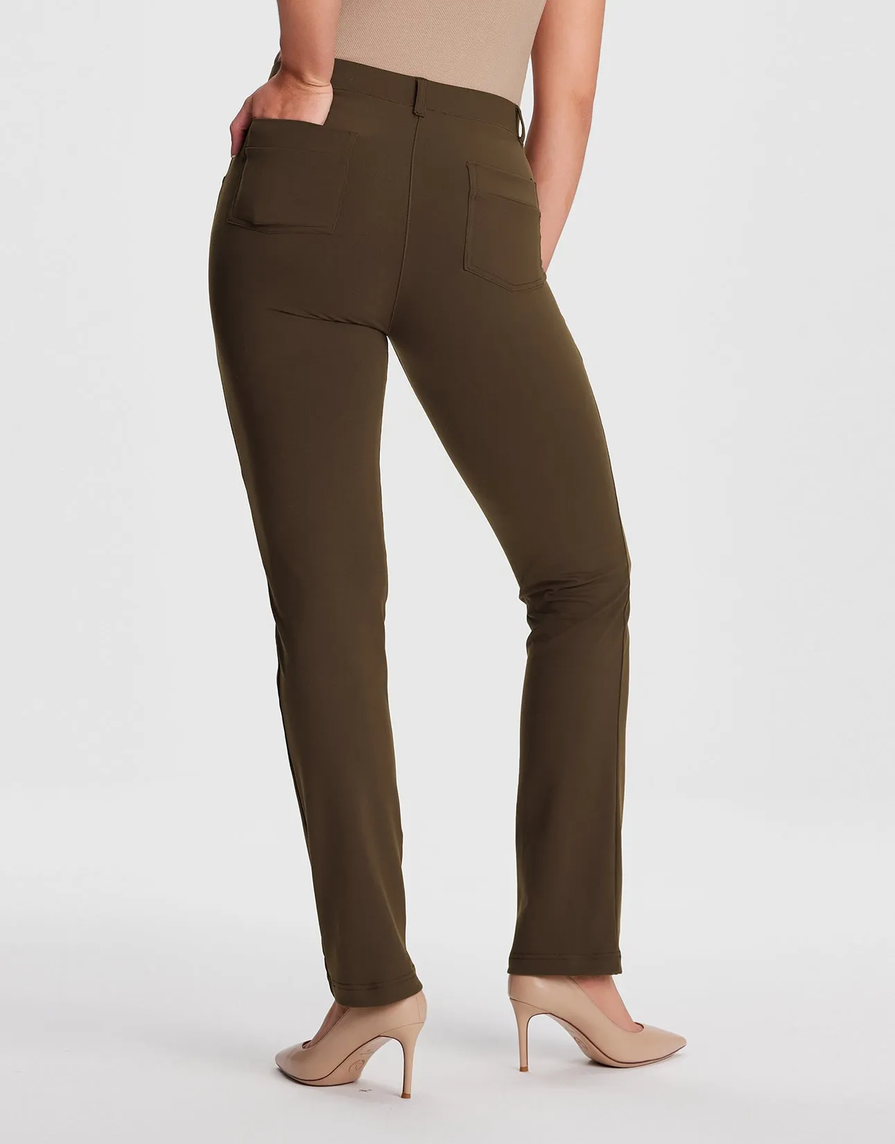 Straight Leg Yoga Dress Pants, 4 Pockets (Espresso)