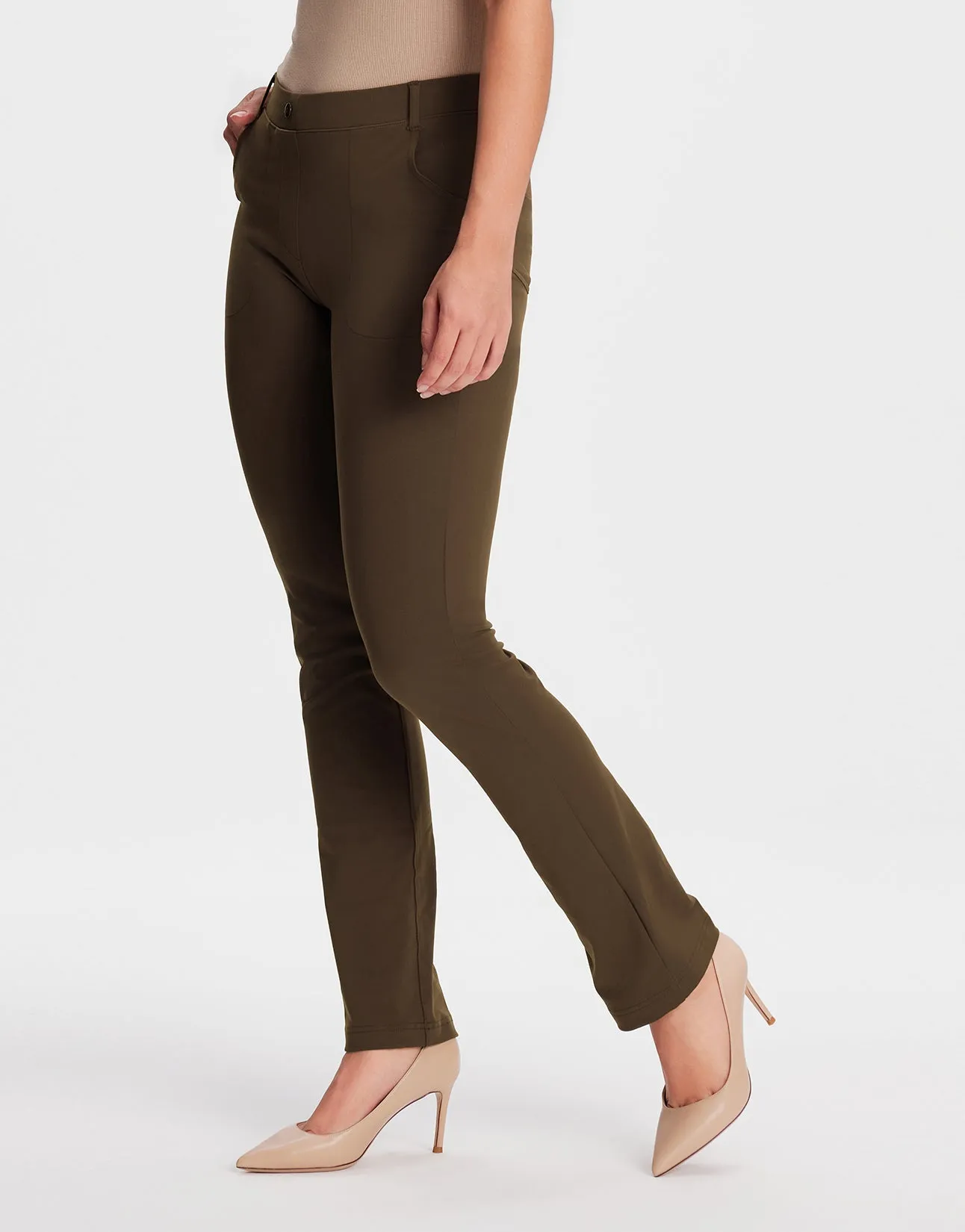 Straight Leg Yoga Dress Pants, 4 Pockets (Espresso)