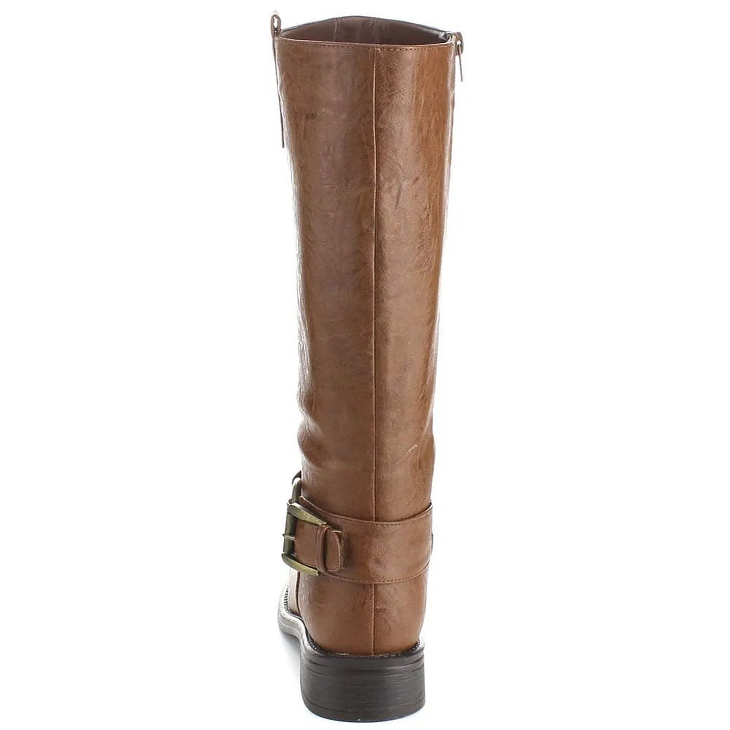 Tan Riding Ankle Strap Knee-high Women's Vegan Boots