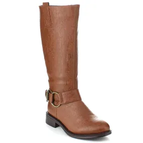 Tan Riding Ankle Strap Knee-high Women's Vegan Boots