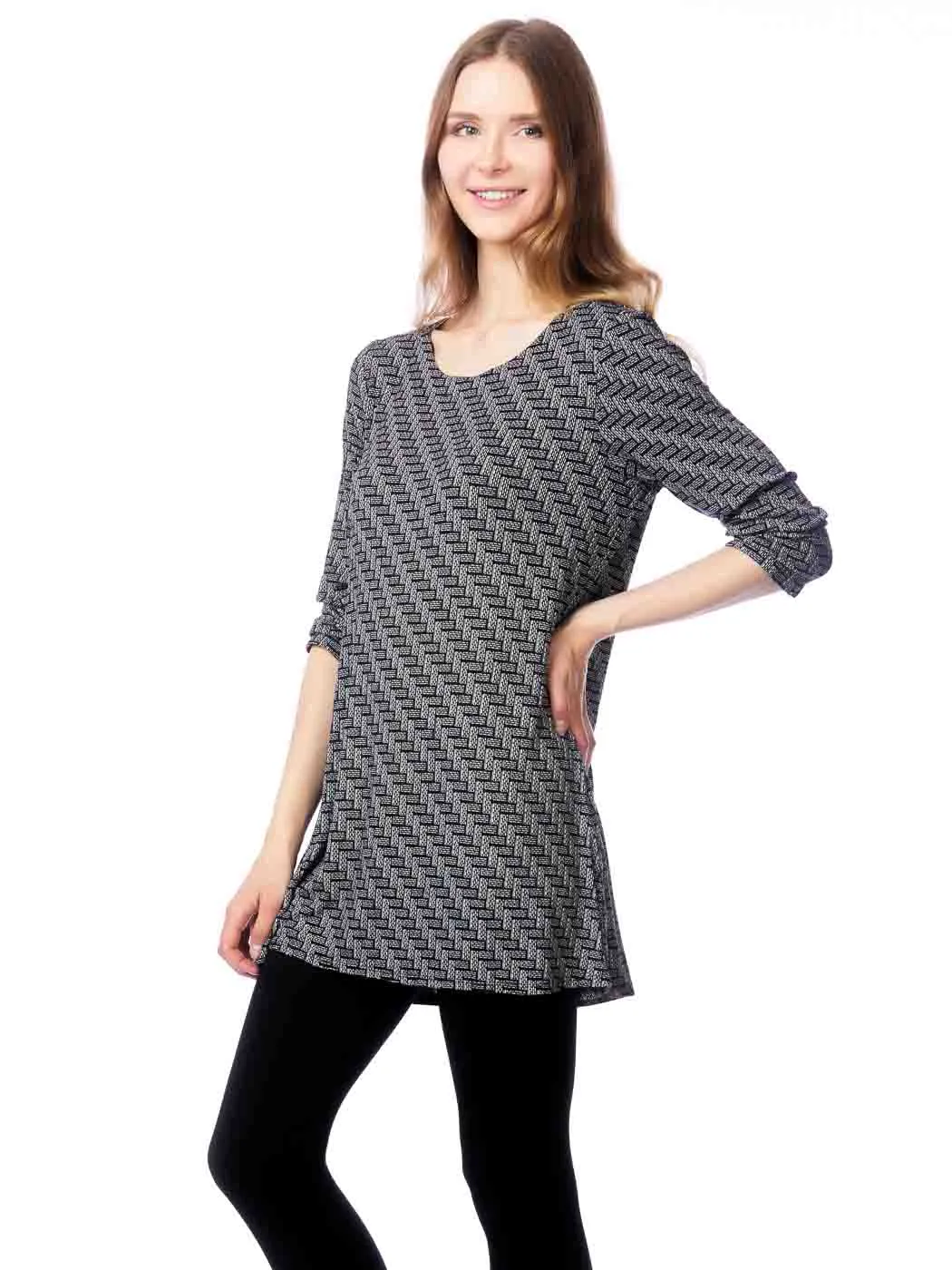 Tianello #68 French Knit  Jersey Jacquard "Mara" Tunic