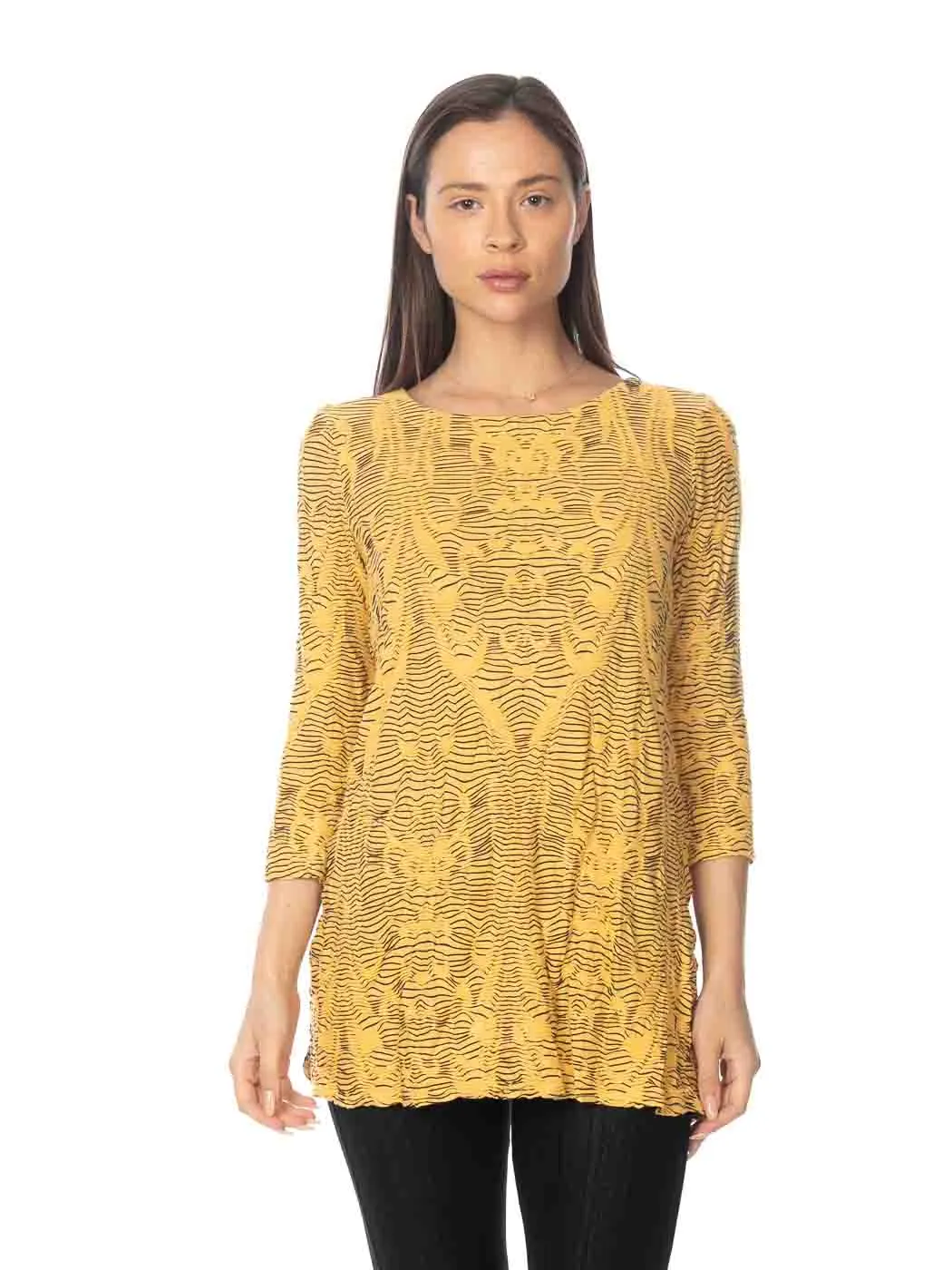 Tianello Crawford Knit Jersey Jacquard Mara Tunic-Nectar