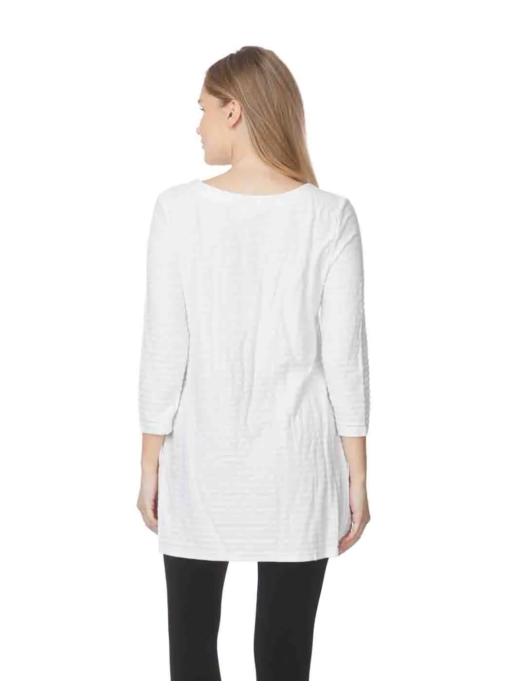 Tianello Fontaine Knit Jersey Jacquard Mara Tunic-White