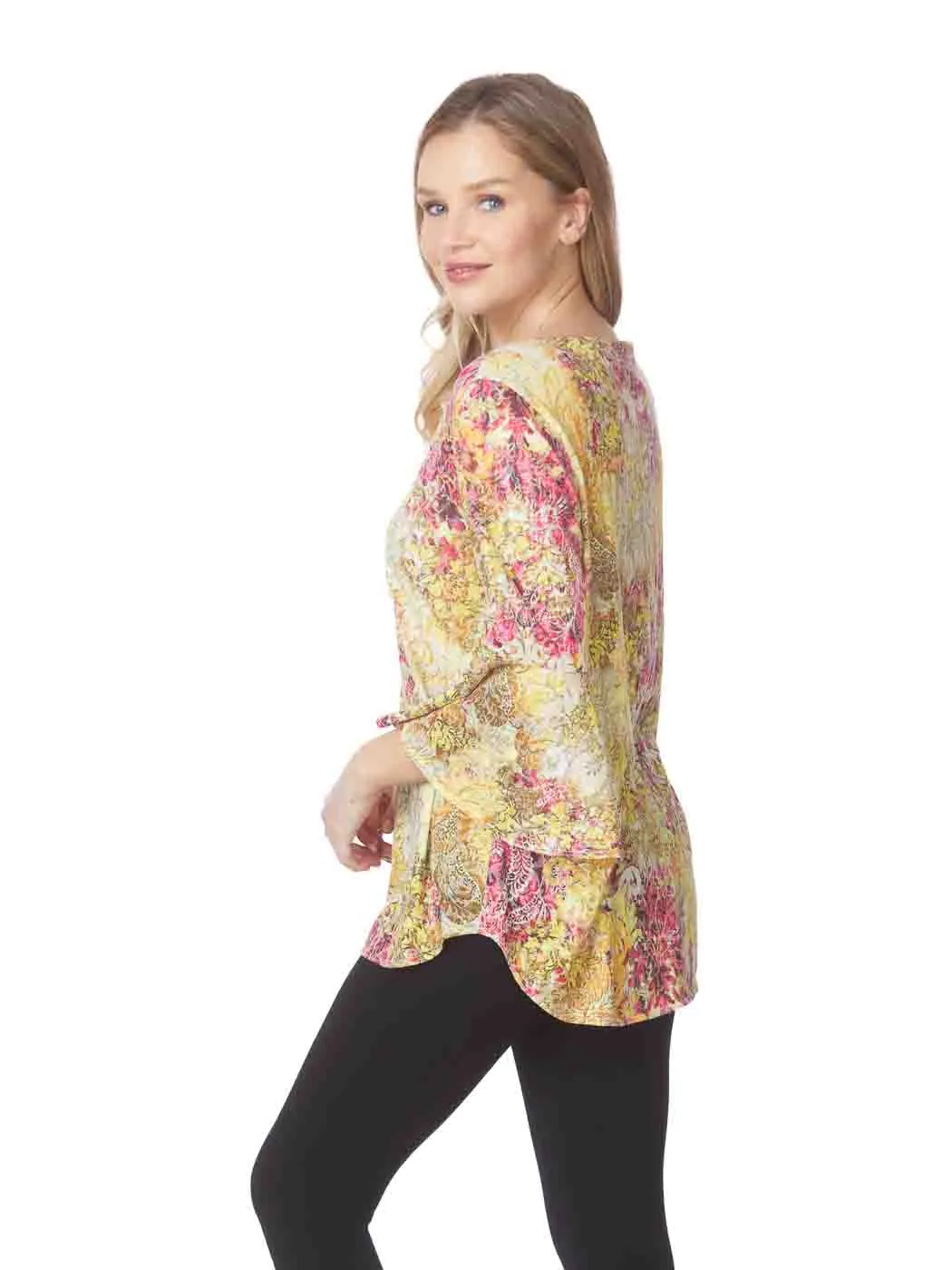 Tianello print "Bali Gold" Cotton Knit Burnout "Trey" Tunic