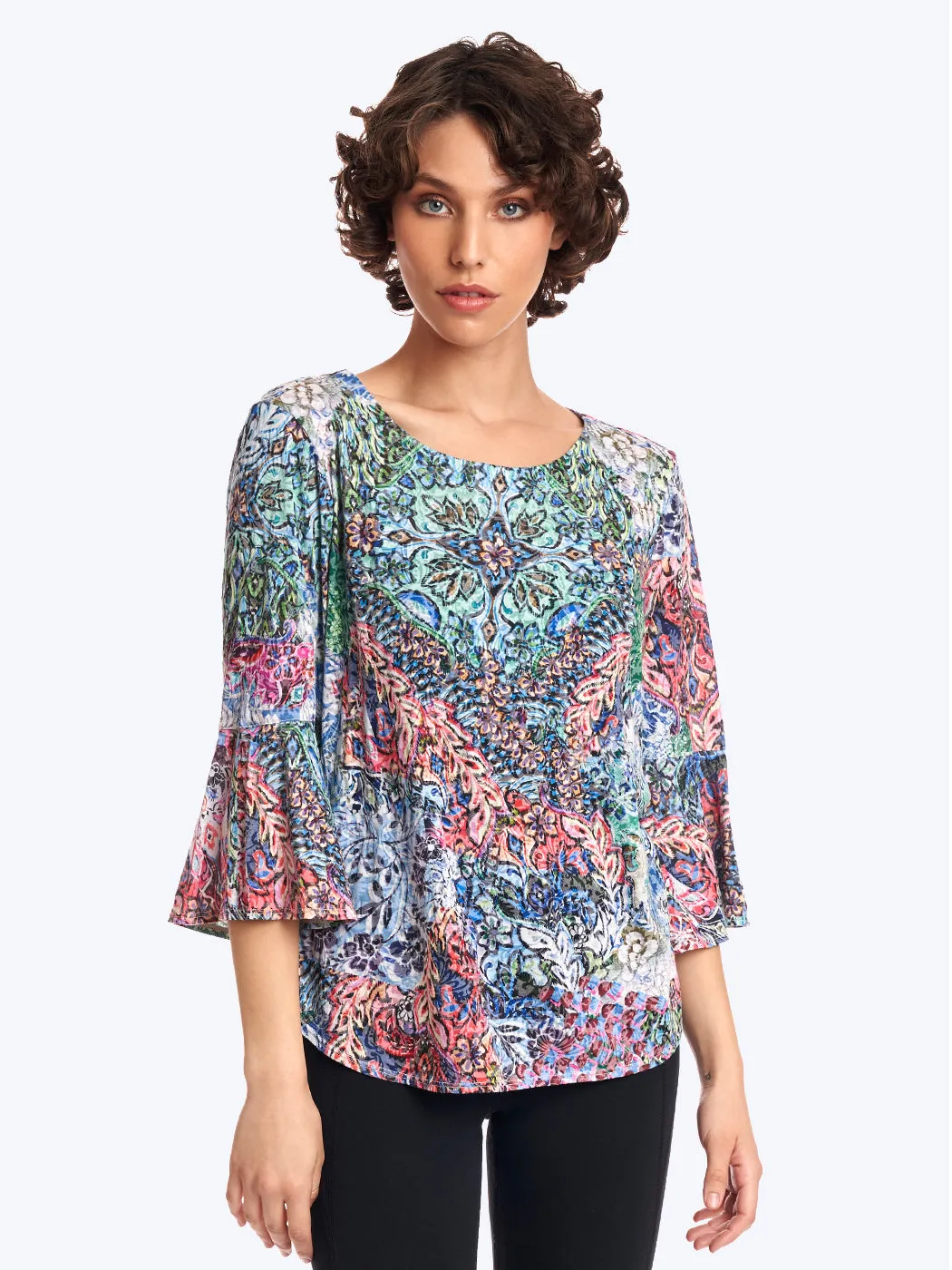 Tianello print "Juicy" Cotton Knit Burnout "Trey" Tunic