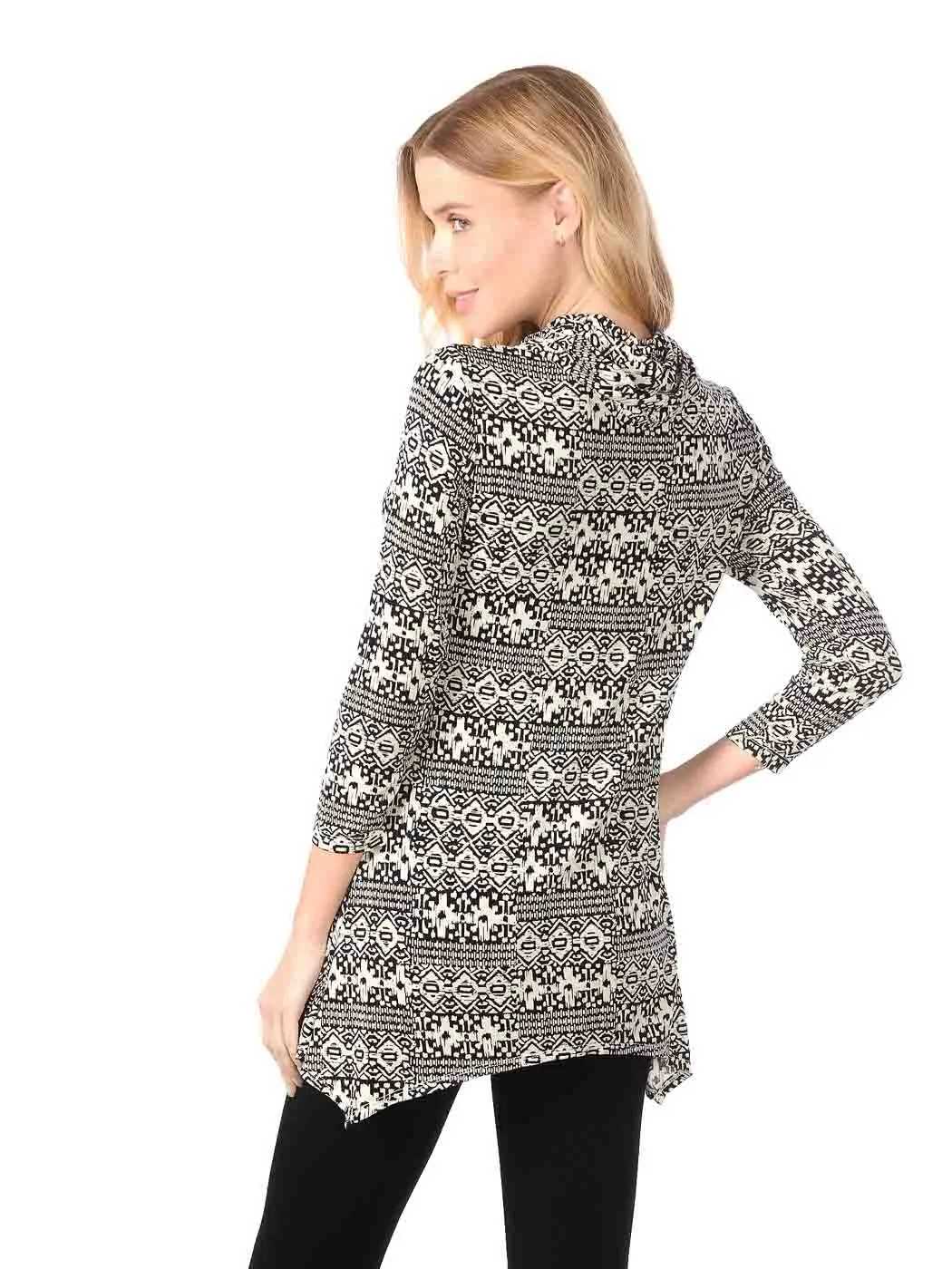 Tianello "Java" Print Knit Jersey "Siri" Cowl Tunic