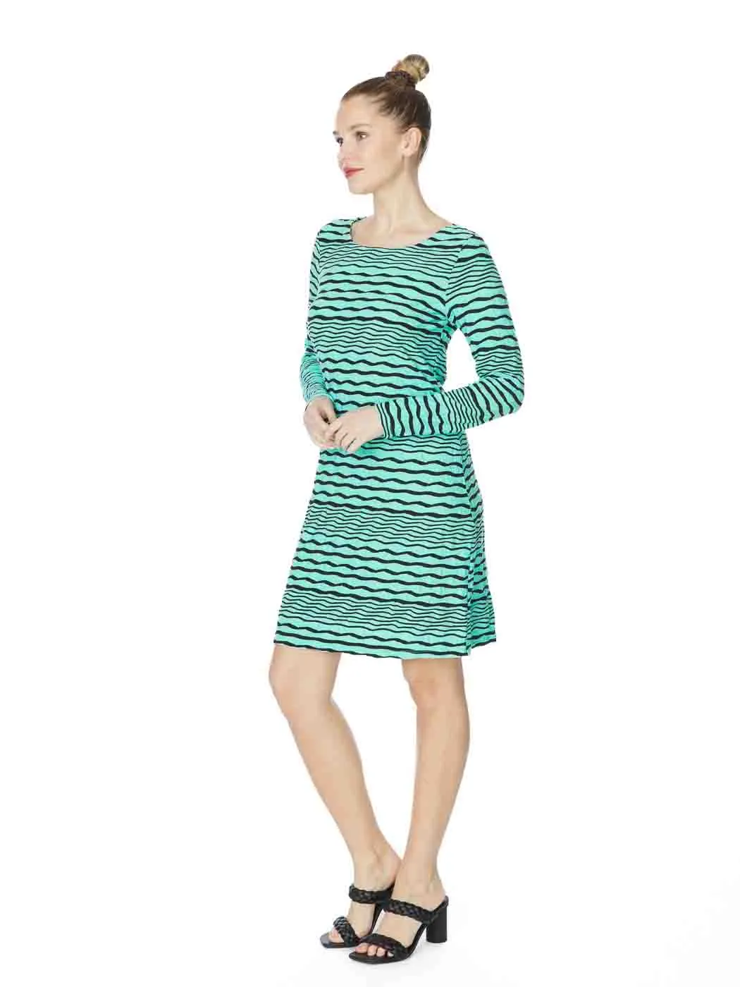 Tianello "Stripe" Jacquard Knit LS "Ballet" Dress