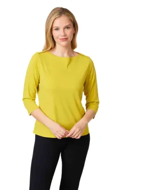 Tianello TENCEL™  Knit  3/4 Sleeve  Boatneck "Johnnie" Tee Shirt - Citrus