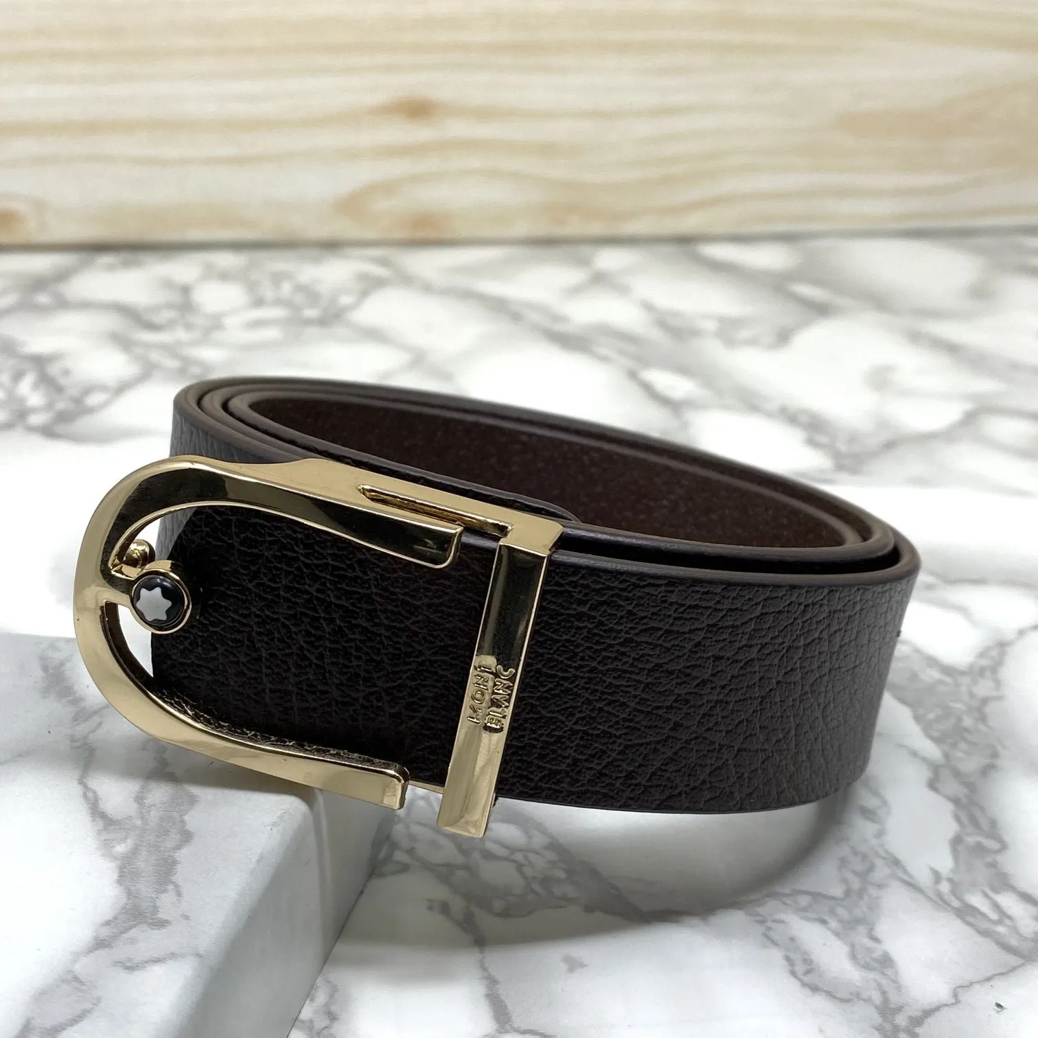 U-Shape Signature Formal Leather Strap Belt-JonasParamount