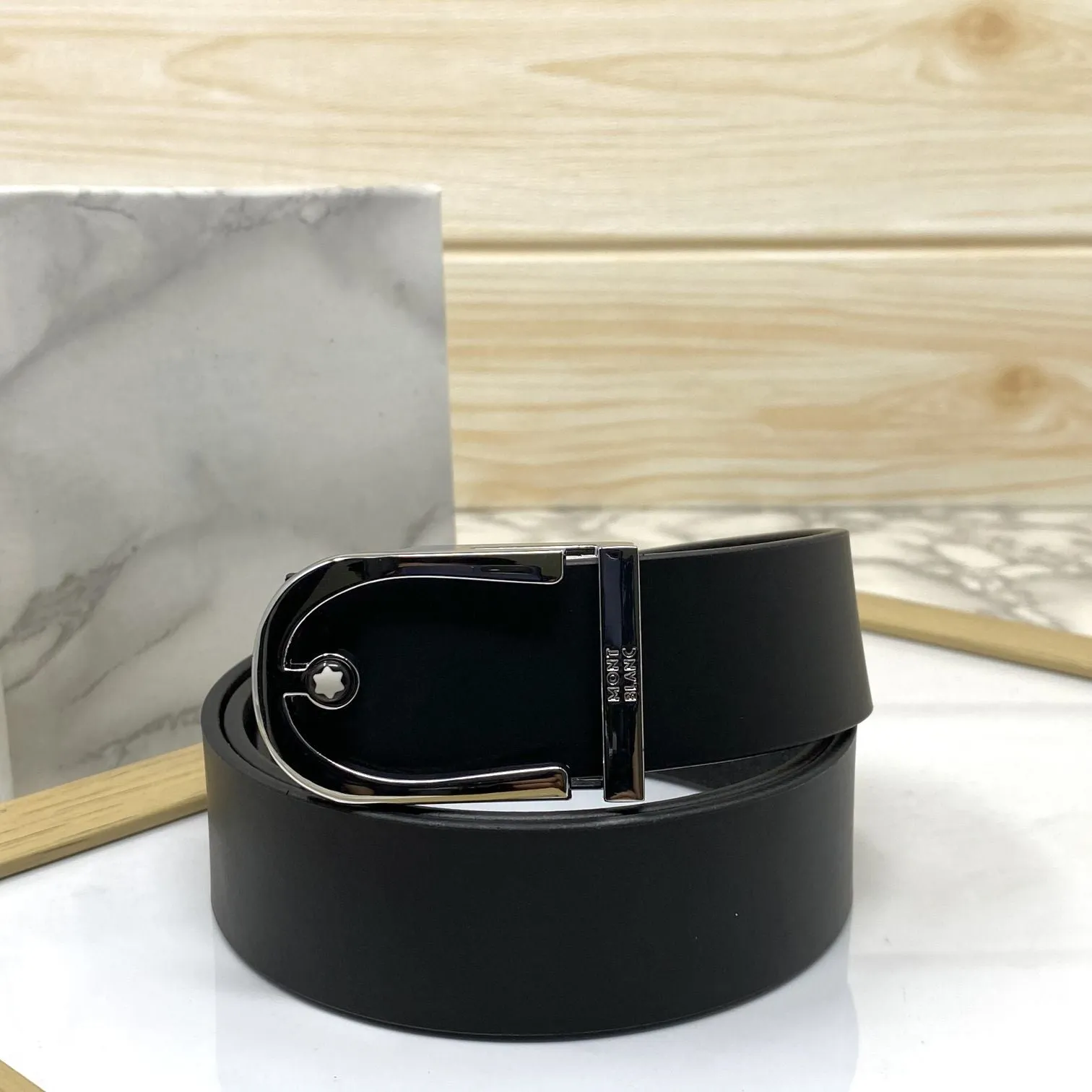 U-Shape Signature Formal Leather Strap Belt-JonasParamount