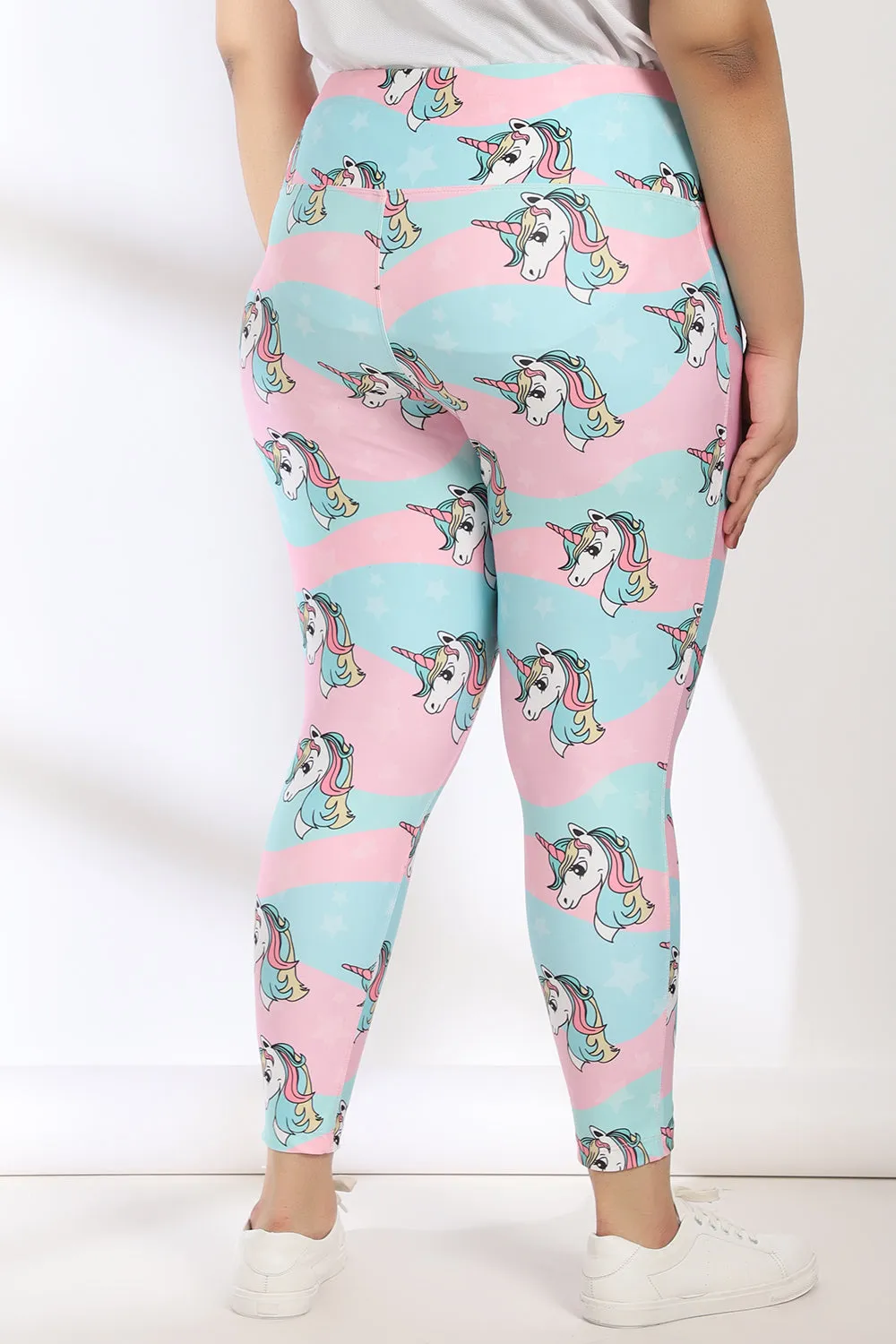 Unicorn Tummy Shaper Printed Leggings