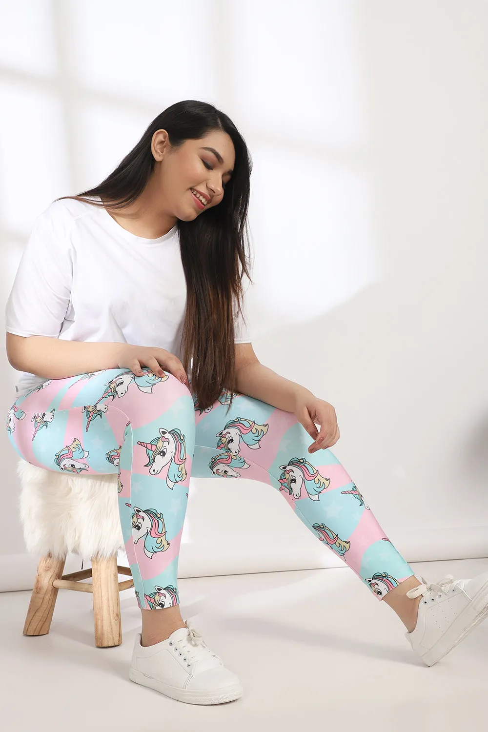 Unicorn Tummy Shaper Printed Leggings