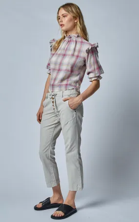 Unwind Straight Leg Cropped Grey Pants