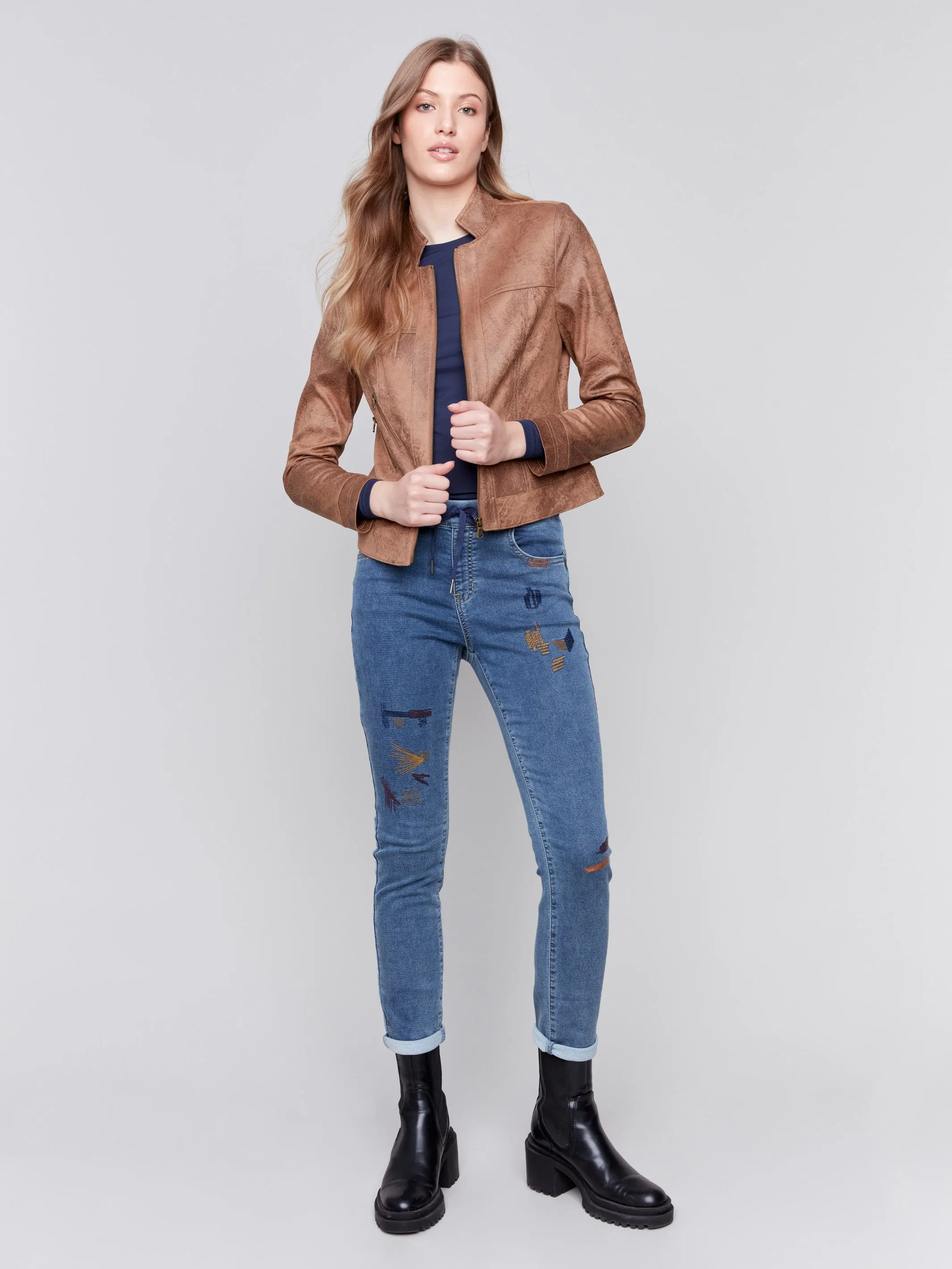 Vintage Faux Leather Jacket - Truffle