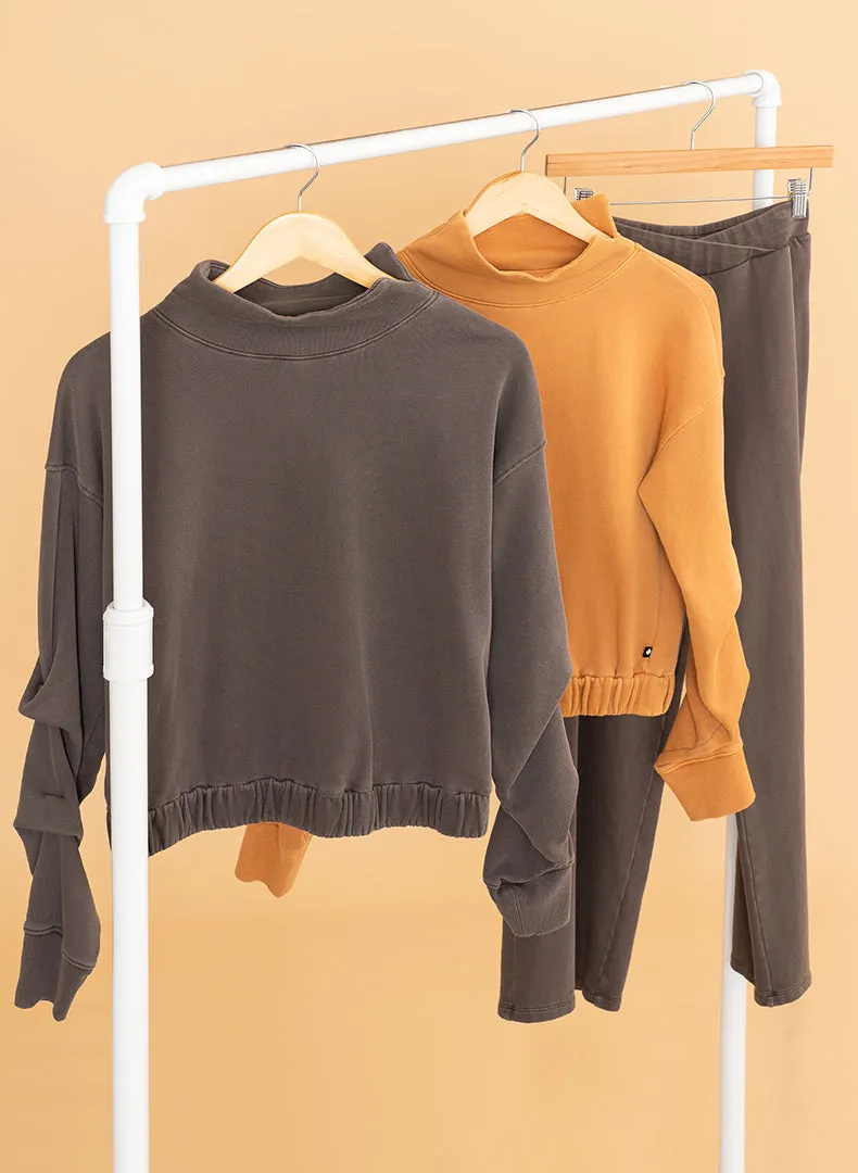 Washed Mock Neck Sweatshirt