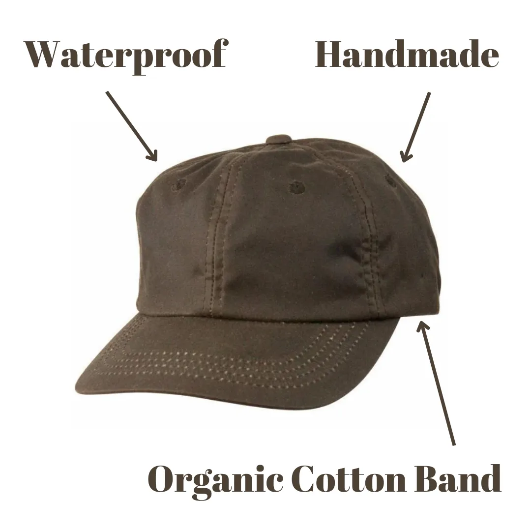 Waterproof Oilskin Cotton Baseball Cap, Adjustable Buckle, Handmade Hat