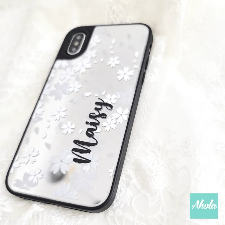 【White Cherry Blossom】Protective Mirror Phone Case 全包邊白櫻花鏡面名字電話殼