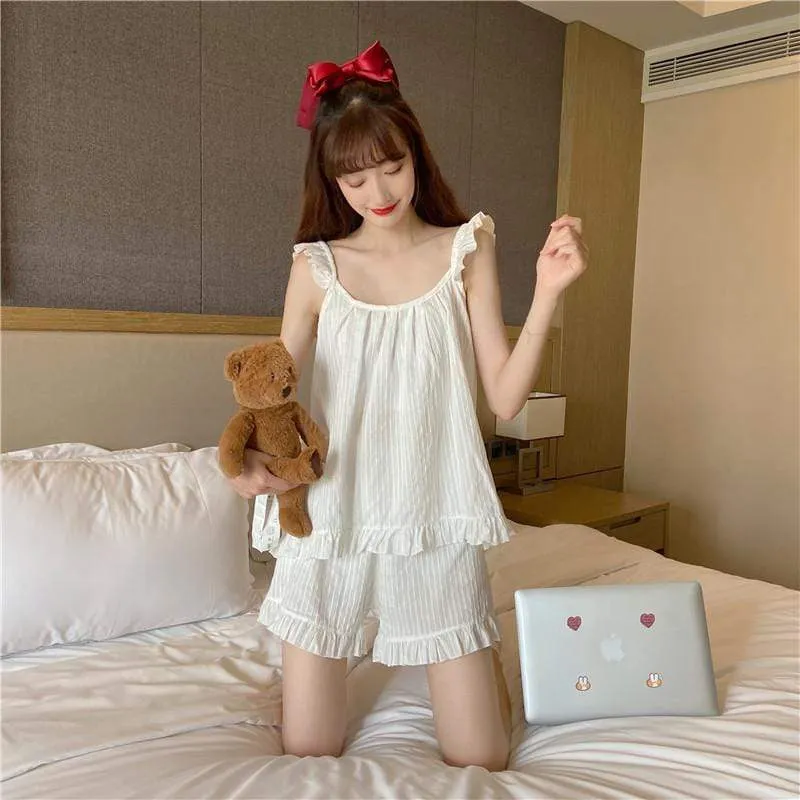 Women's Cute Lace Ruffles Pajamas