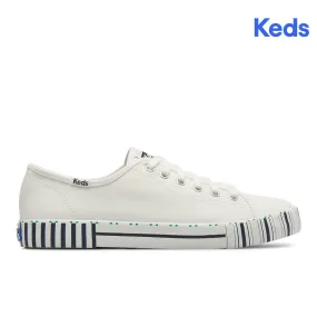 Women's Kickstart Tennis Stripe Canvas Sneaker White/Navy (WF67229)