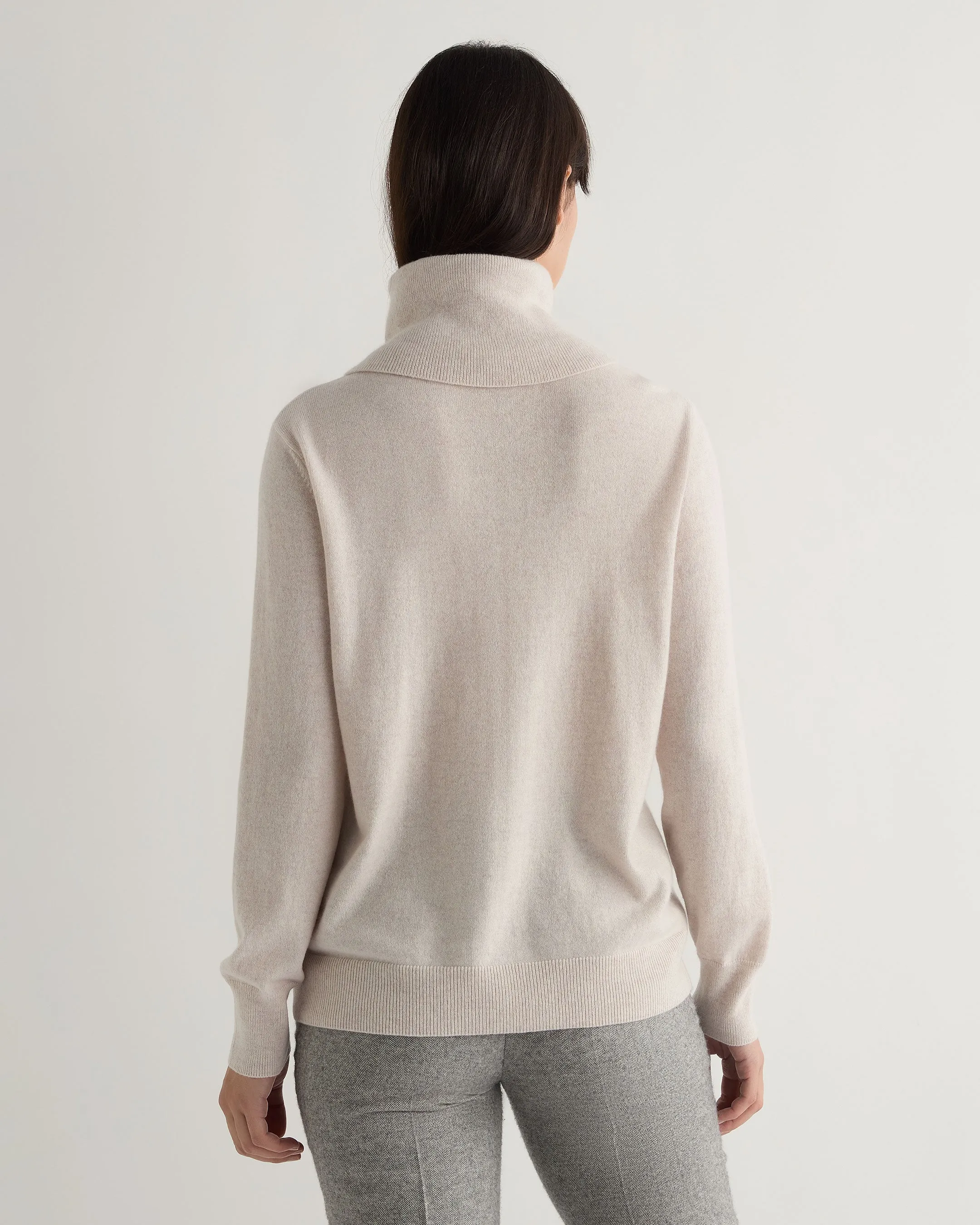 Women's Loose Roll Neck Cashmere Jumper Frost White