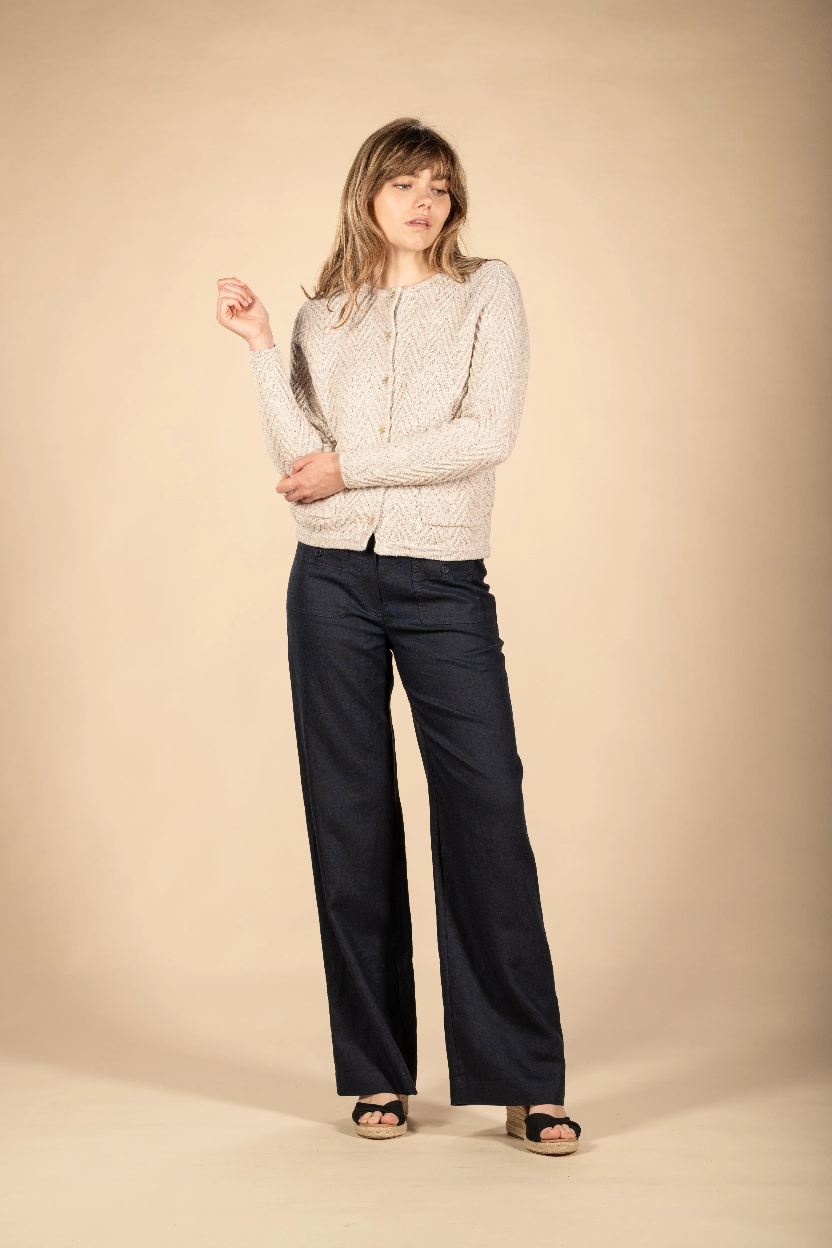 ZE2401P Sagan Linen Trousers - Navy